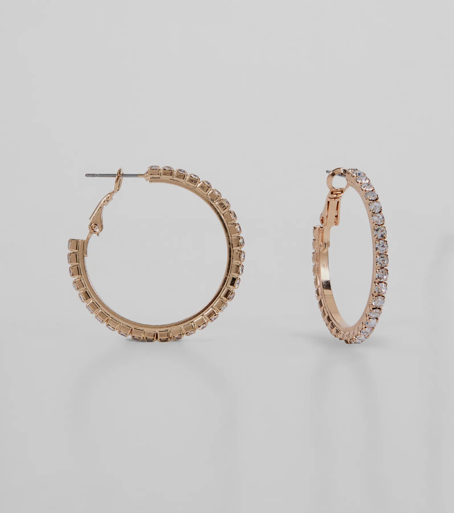 Premium Sparkle Rhinestone Hoop Earrings - Everyday Glamour