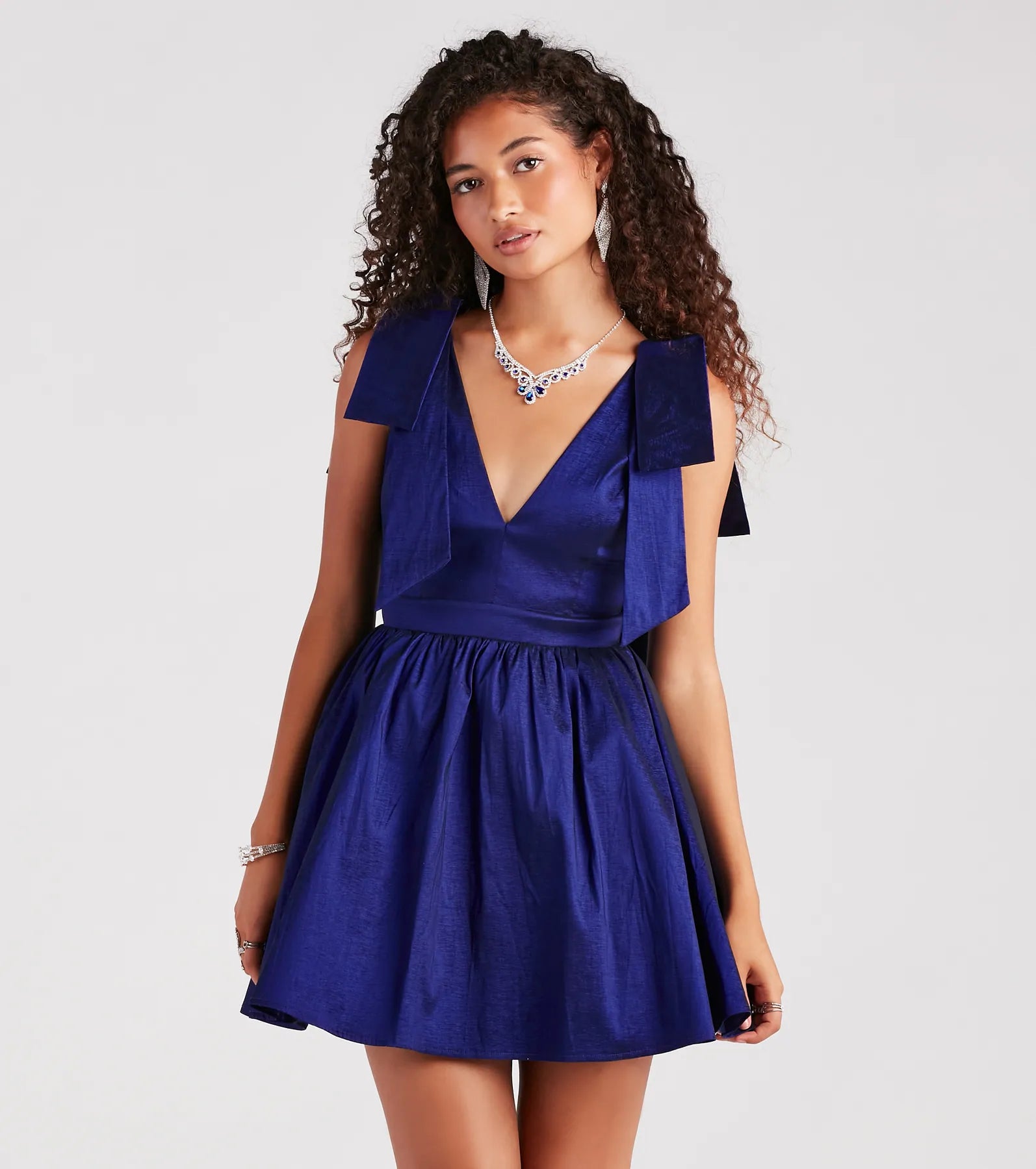 Mayva Premium Taffeta Bow A-Line Party Dress