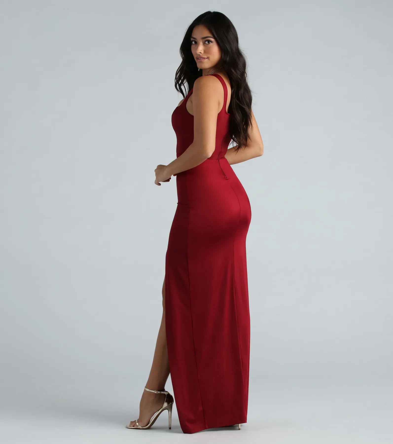 Megan Premium Formal Square Neck Slim Dress