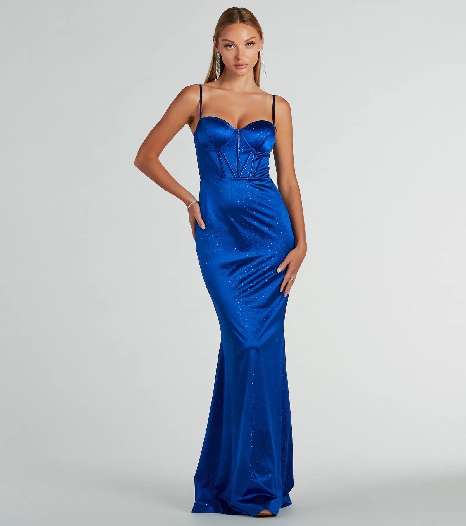 Jaiden Premium Rhinestone Satin Mermaid Gown