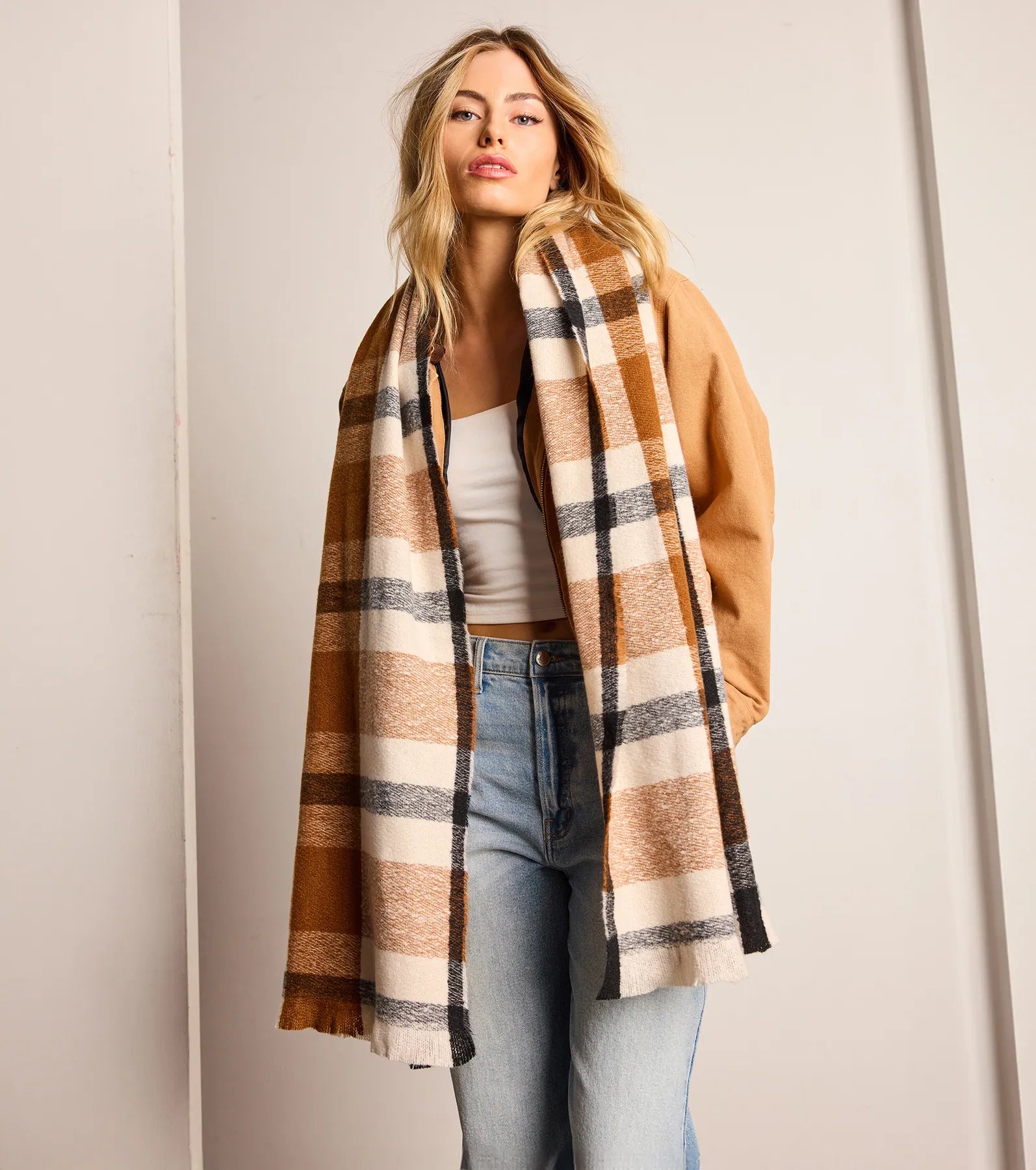 Premium Plaid Frayed Scarf - Ultimate Softness & Style