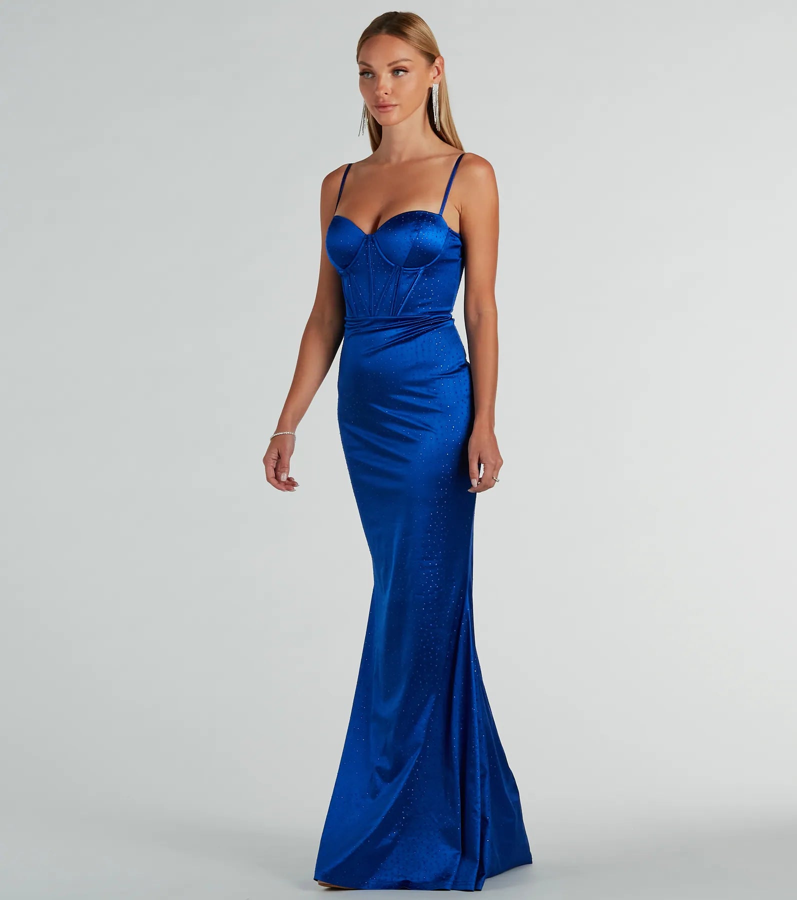 Jaiden Premium Rhinestone Satin Mermaid Gown