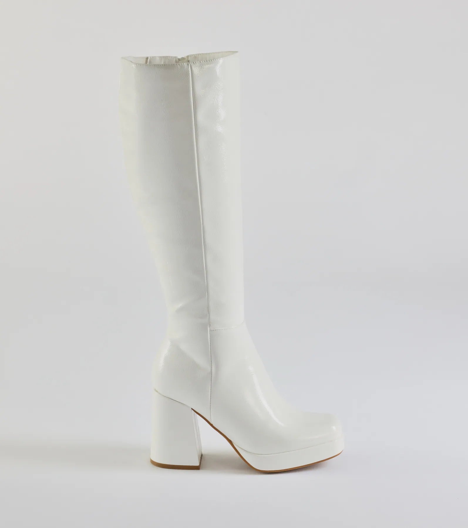 Ultimate Styling Patent Faux Leather Knee-High Platform Boots