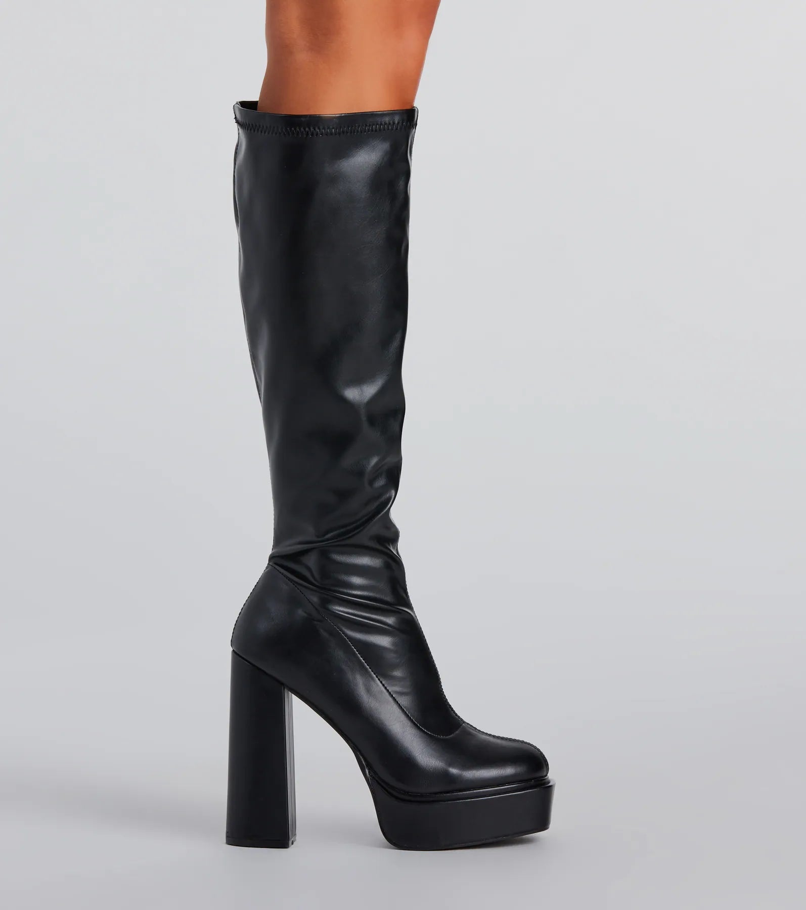 Ultimate Slay Under-The-Knee Platform Boots - Premium Faux Leather