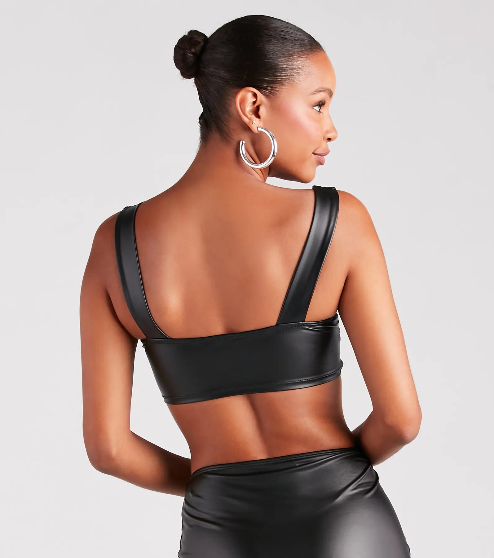 Ultimate Glam Faux Leather Rosette Crop Top