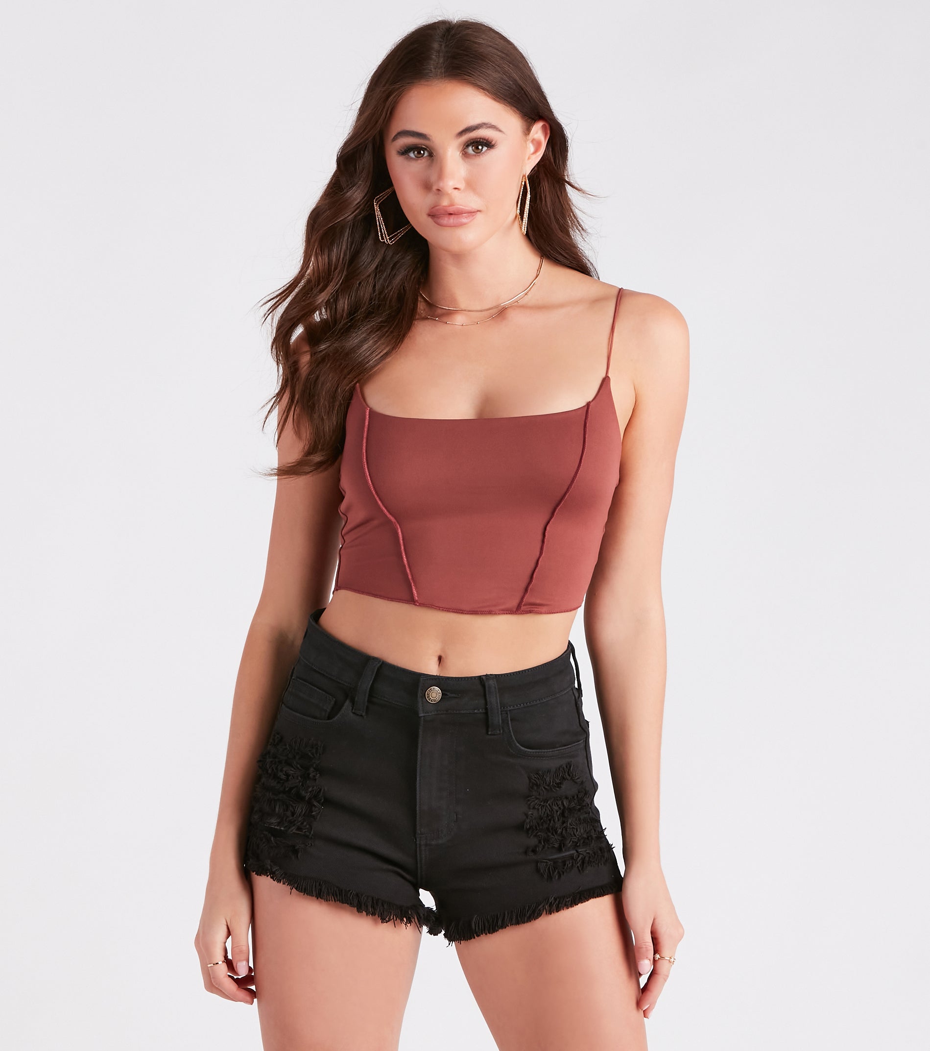 Premium Exposed Seam Crop Tank Top