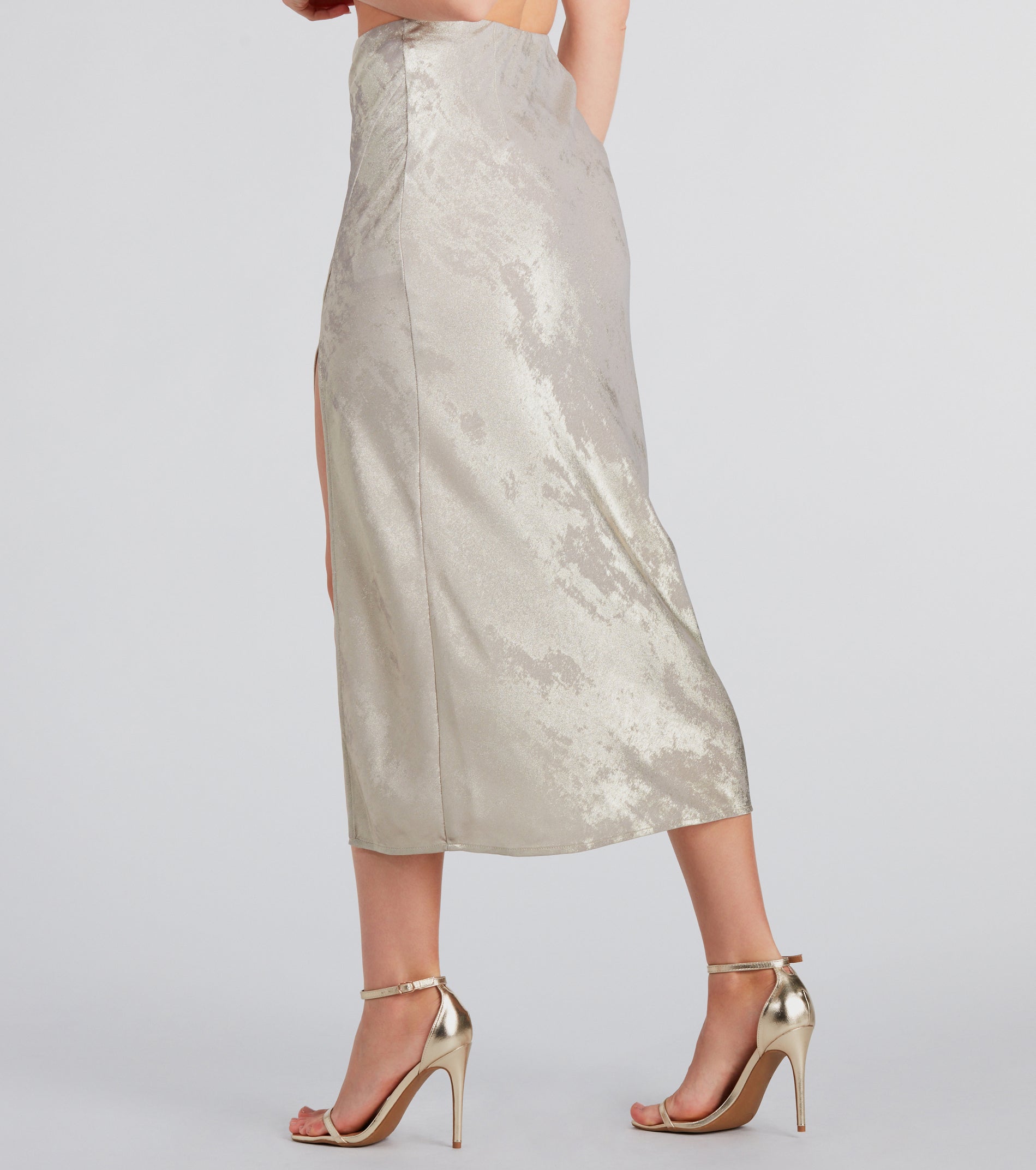 Premium Foiled Satin Midi Skirt - Ultimate Style Upgrade