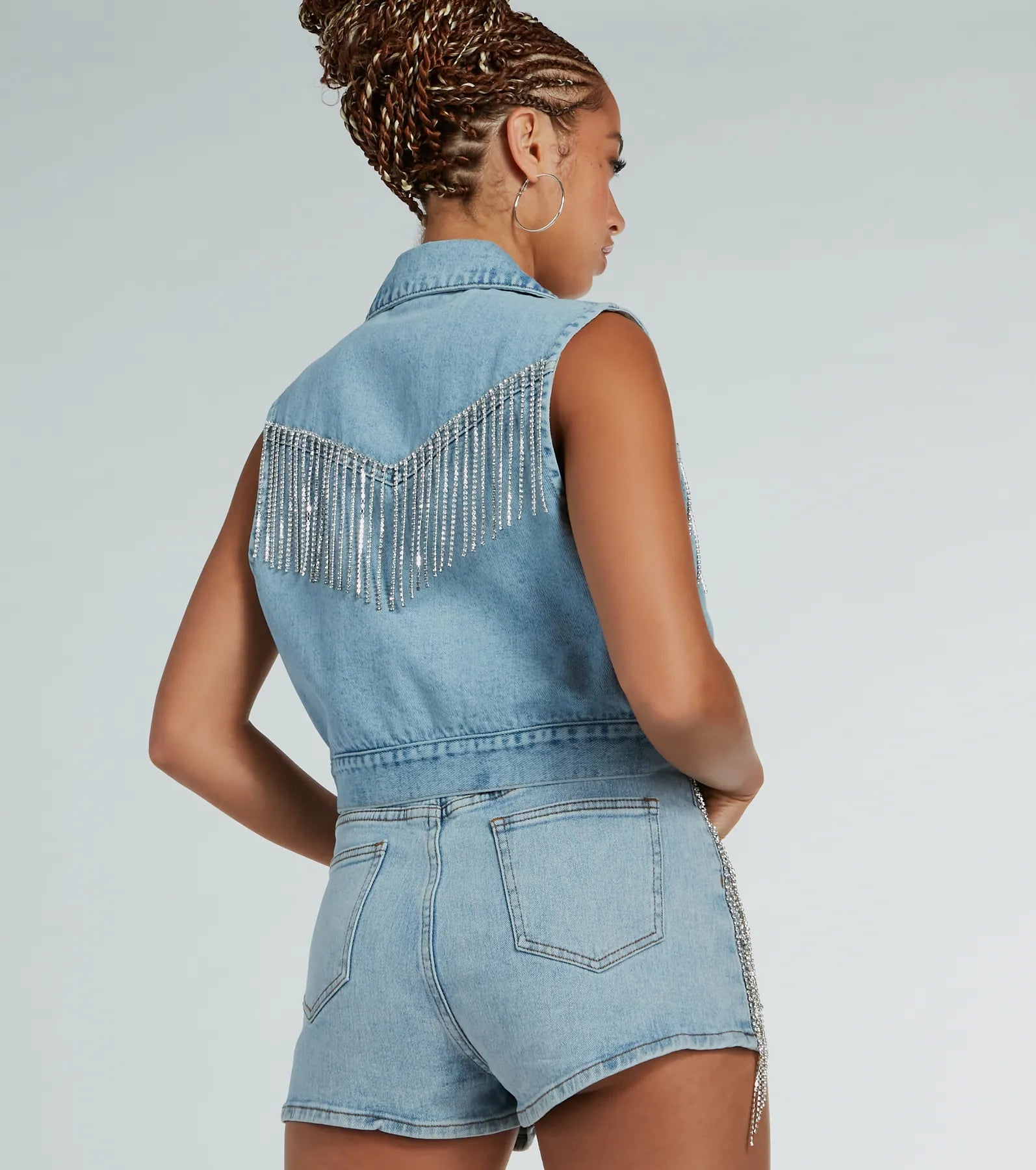 Ultimate Rhinestone Fringe Denim Vest - Country Glamour Edition