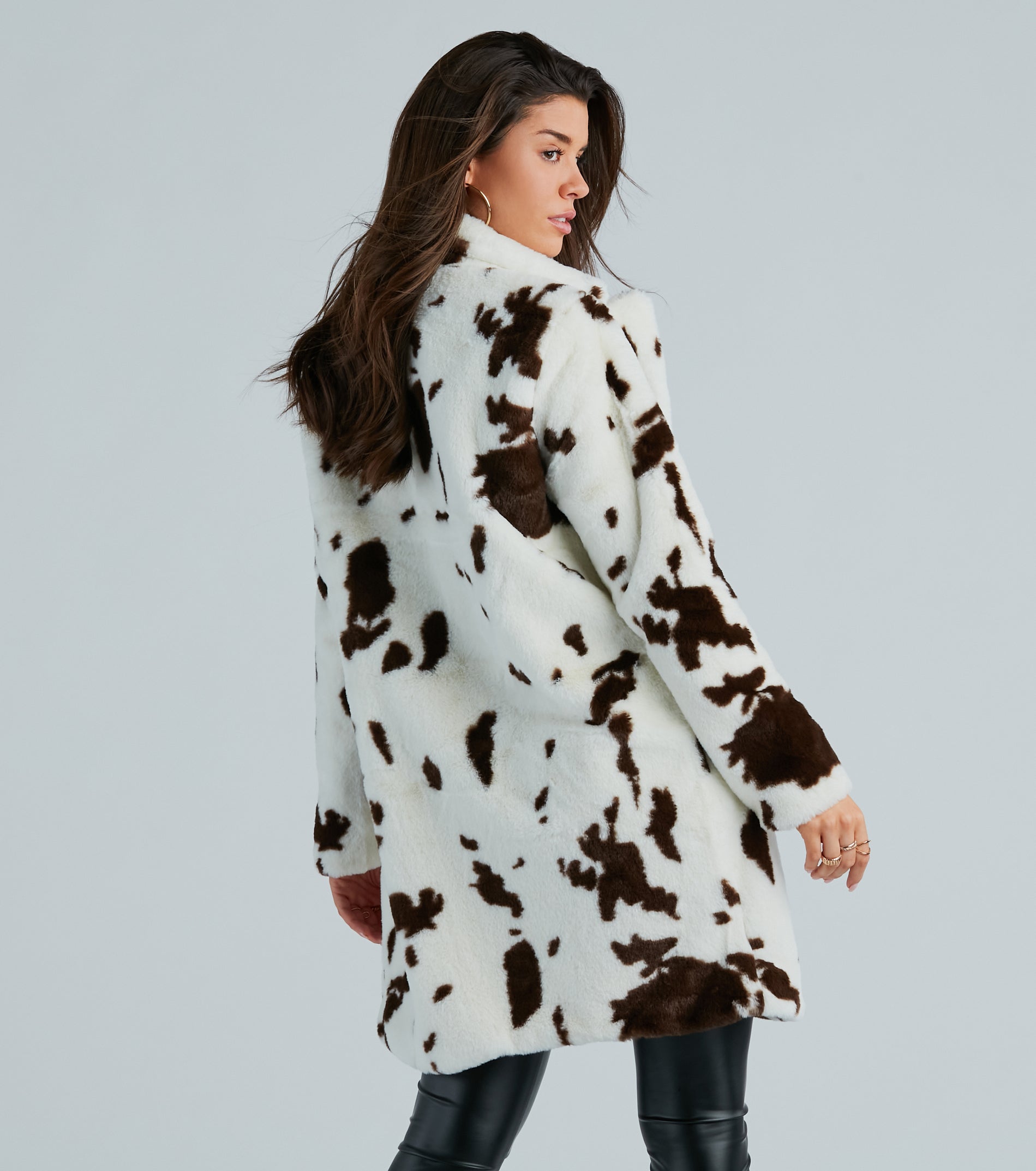 Ultimate Cow Print Faux Fur Coat - Stylish Winter Essential