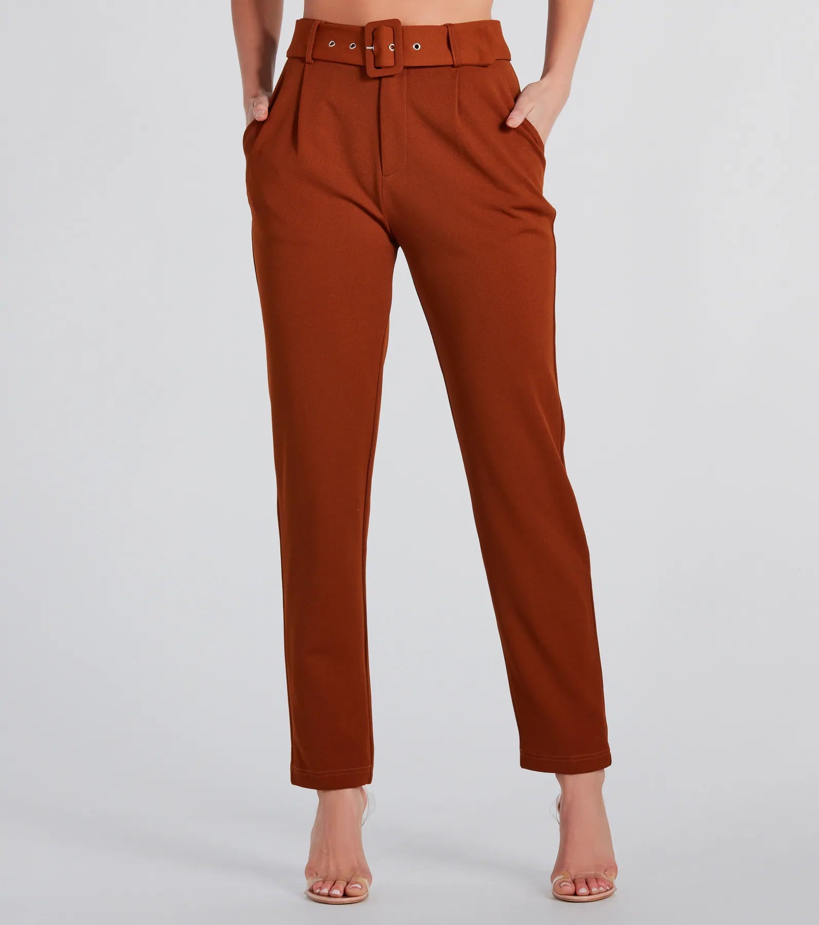 Premium High-Rise Crepe Trousers - Slim Fit & Cropped Hem