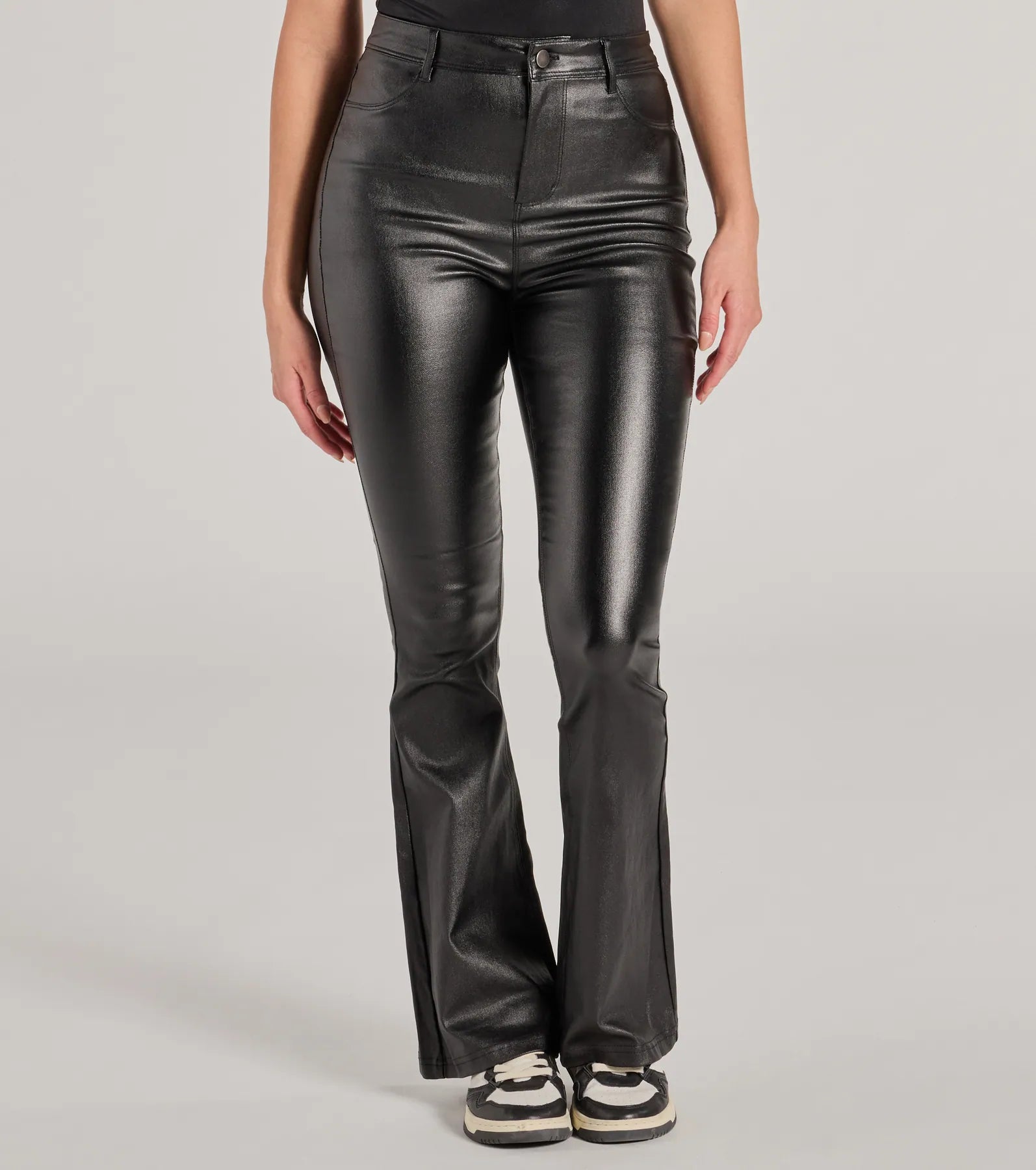 Premium Sleek Business High-Rise Faux Leather Flare Pants