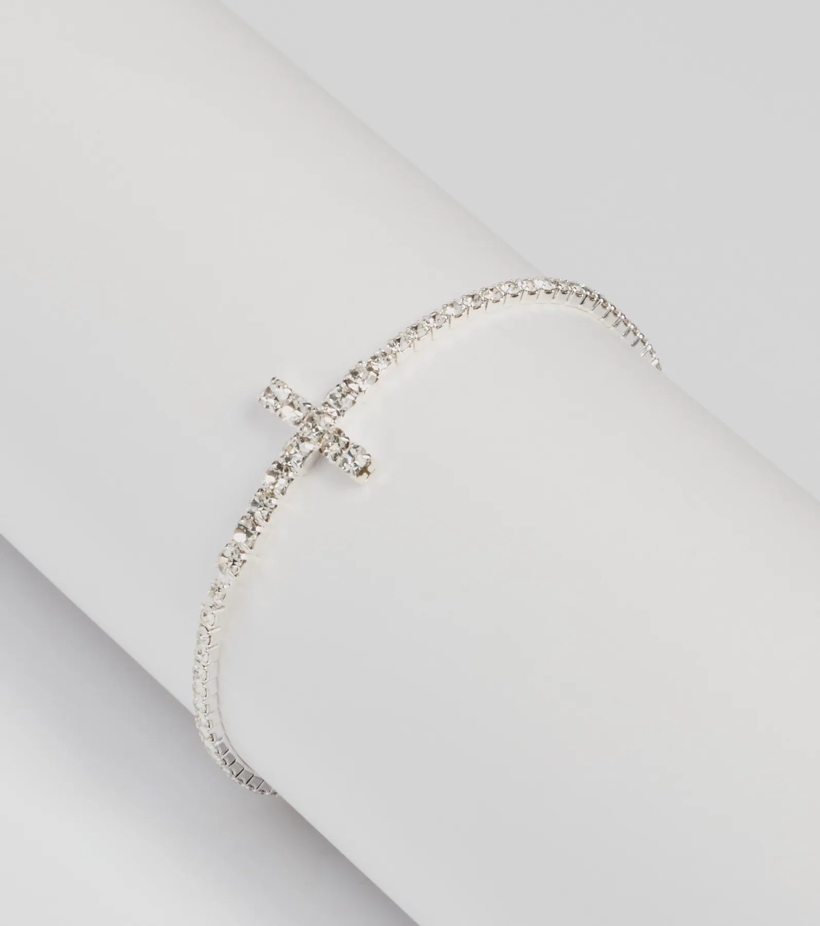 Premium Glitzy Sparkle Rhinestone Cross Bracelet - Ultimate Style Upgrade