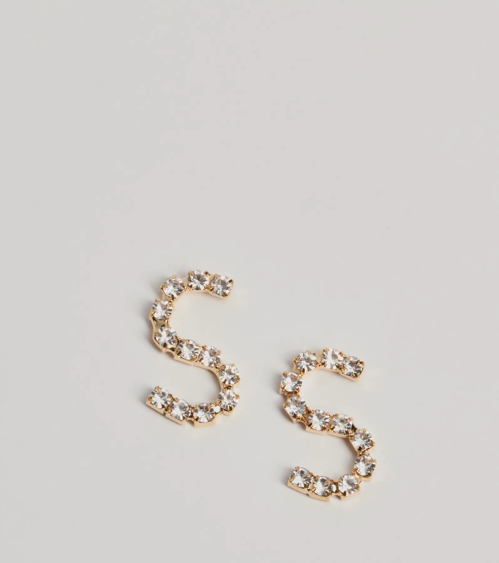 Premium S Initial Rhinestone Stud Earrings - Elegant & Stylish