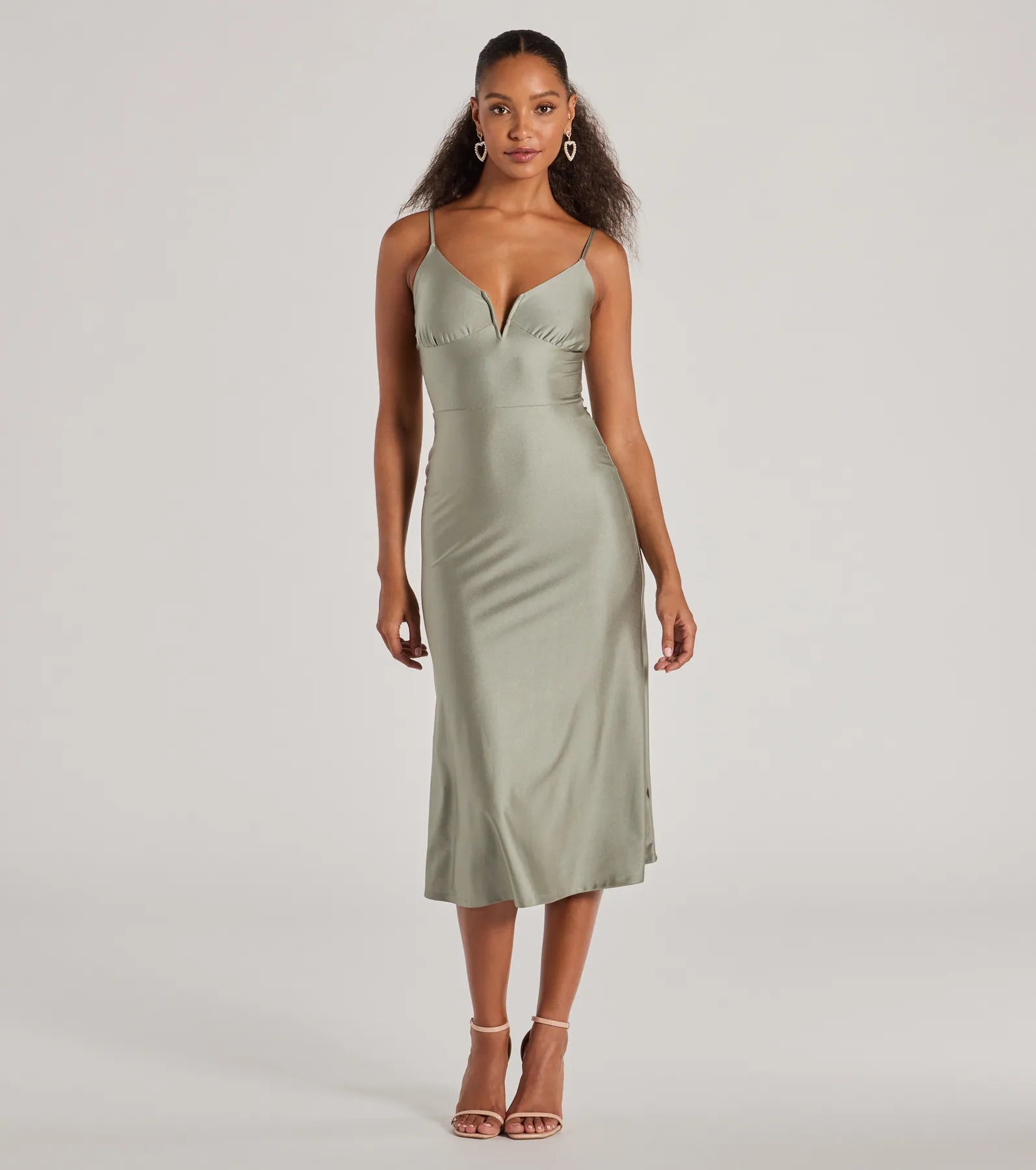 Ultimate Chic V-Neck A-Line Midi Dress for Celebrations