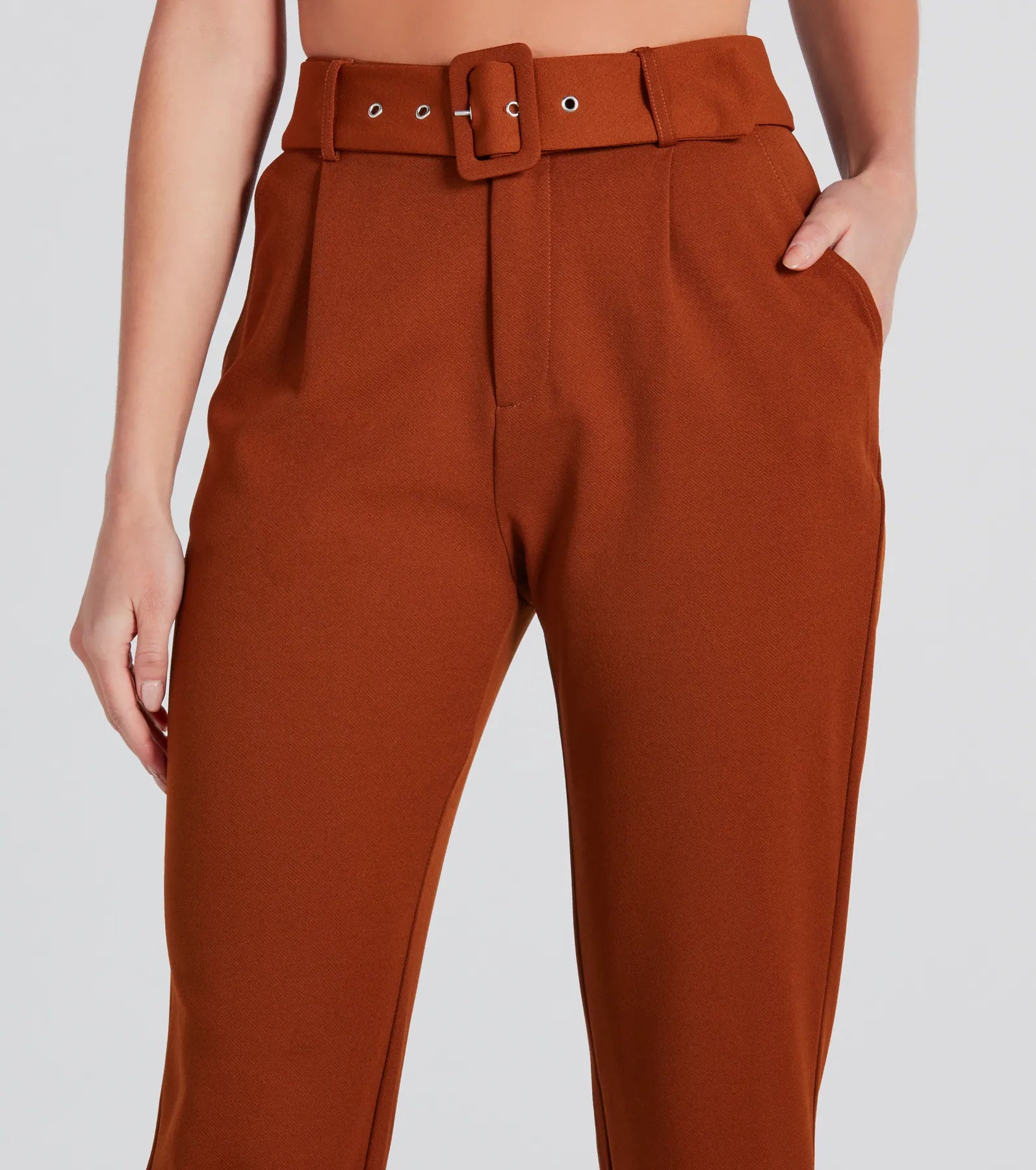 Premium High-Rise Crepe Trousers - Slim Fit & Cropped Hem