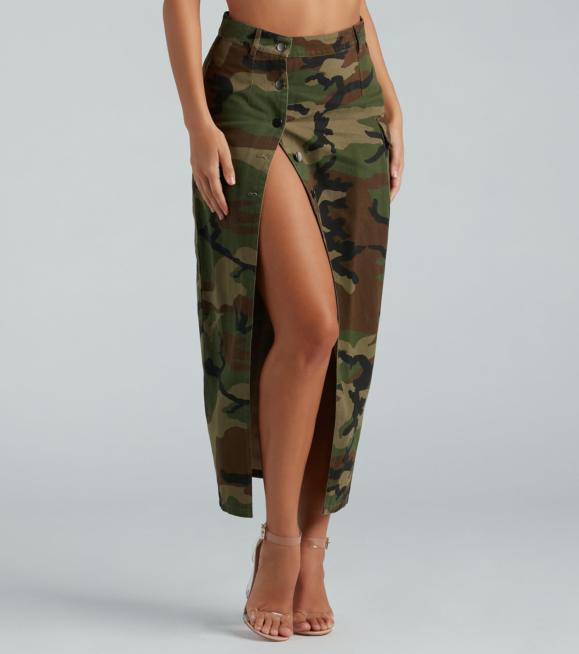 Ultimate Camo Denim Maxi Skirt - Commander In Cute