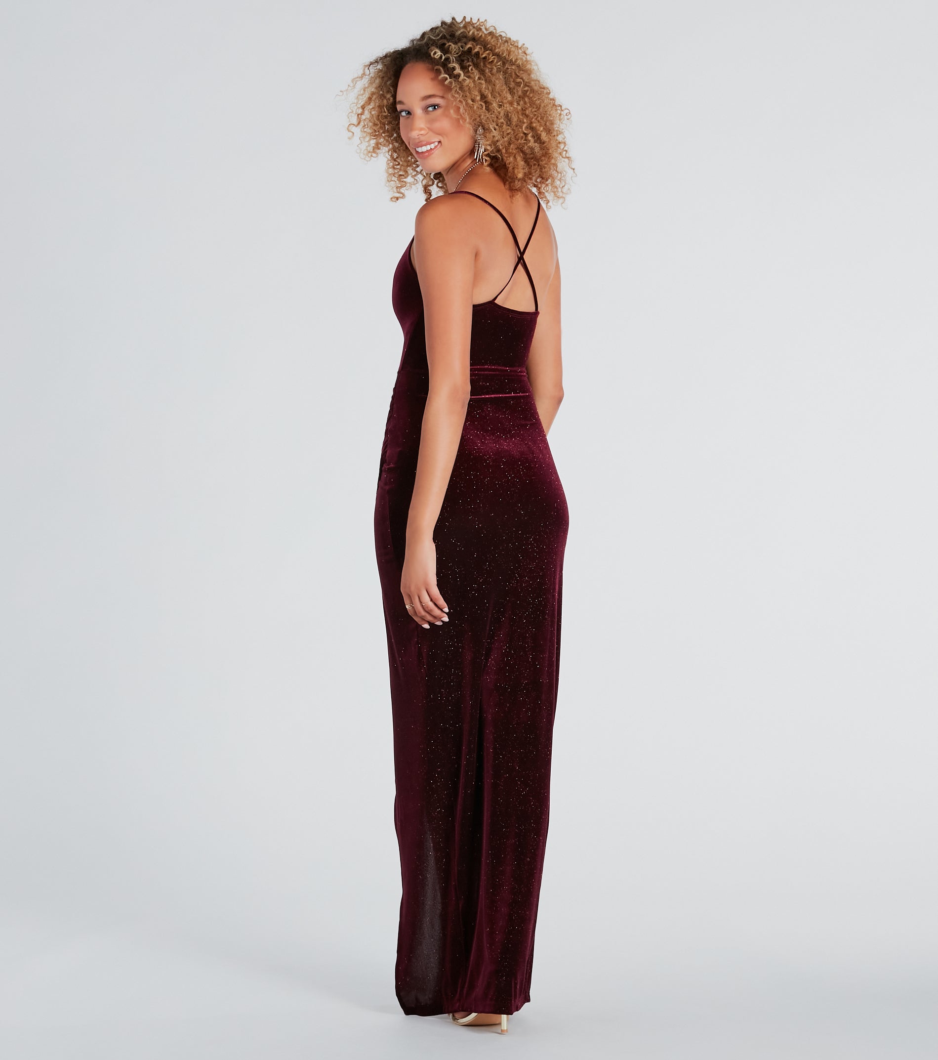 Ultimate Glamour: Prianka Glitter Velvet Evening Dress