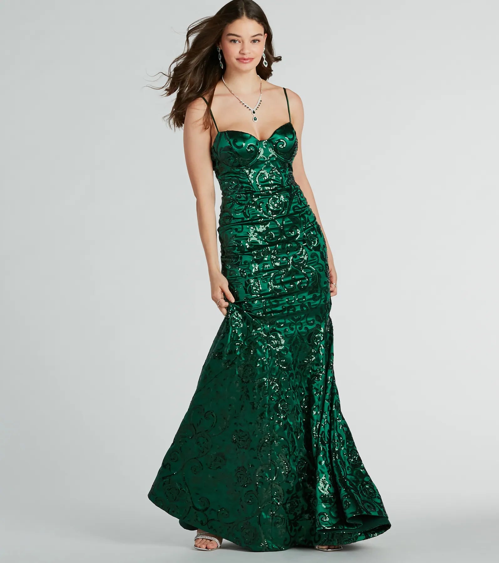 Premium Tori Sweetheart Mermaid Sequin Formal Gown