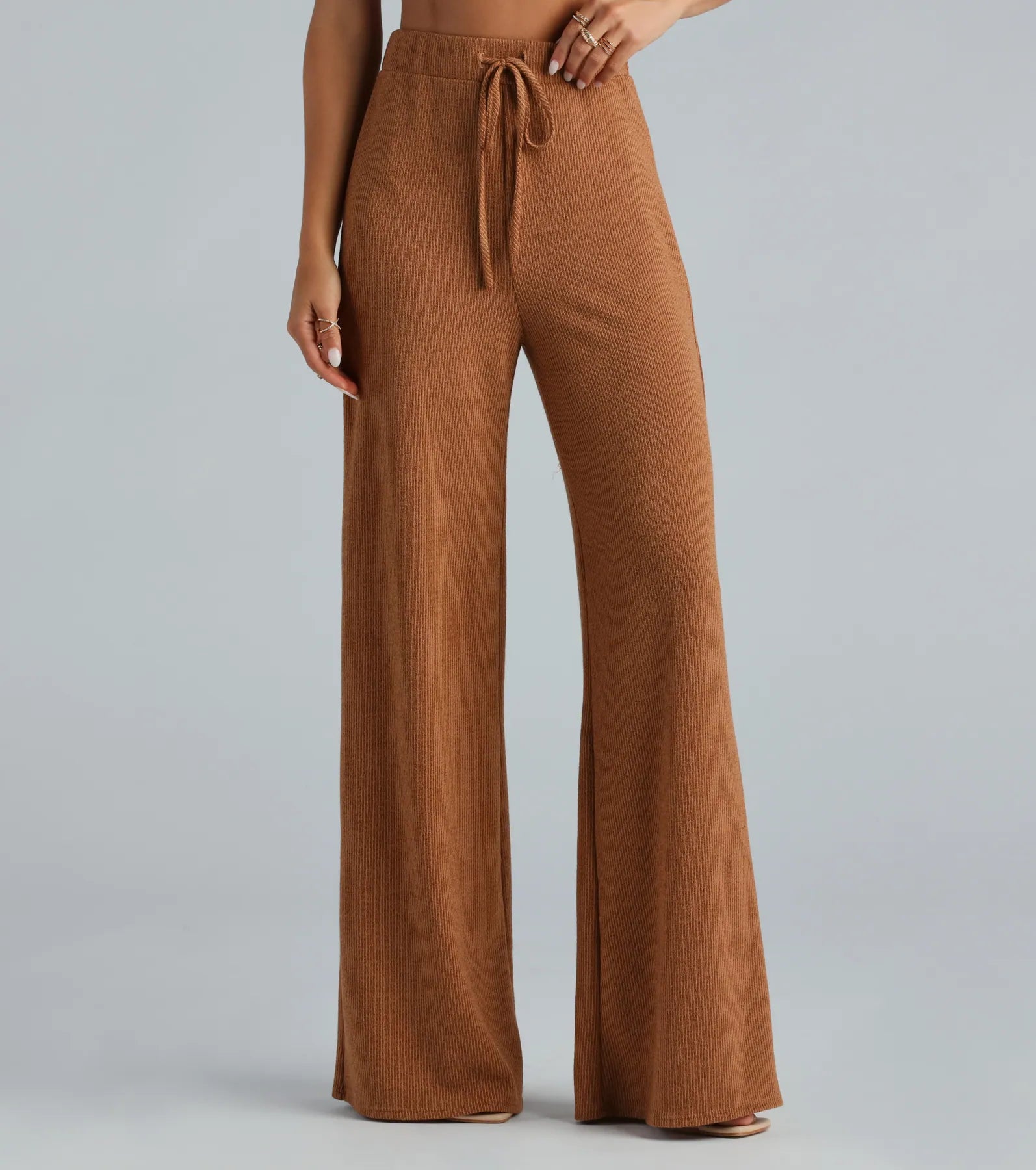 Ultimate Weekend Mood Hacci Knit Wide-leg Pants