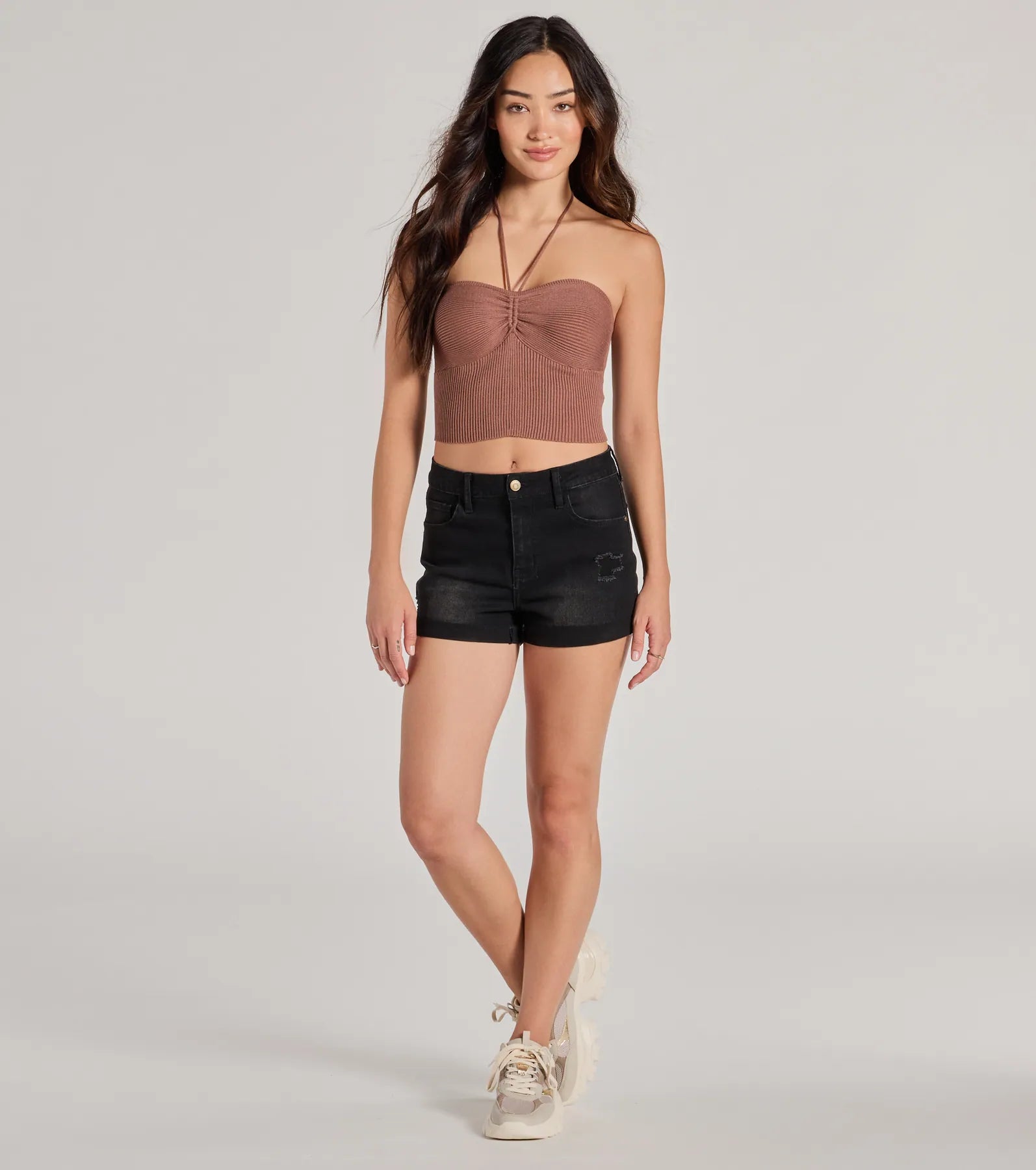 Ultimate Chic Halter Rib Knit Crop Top