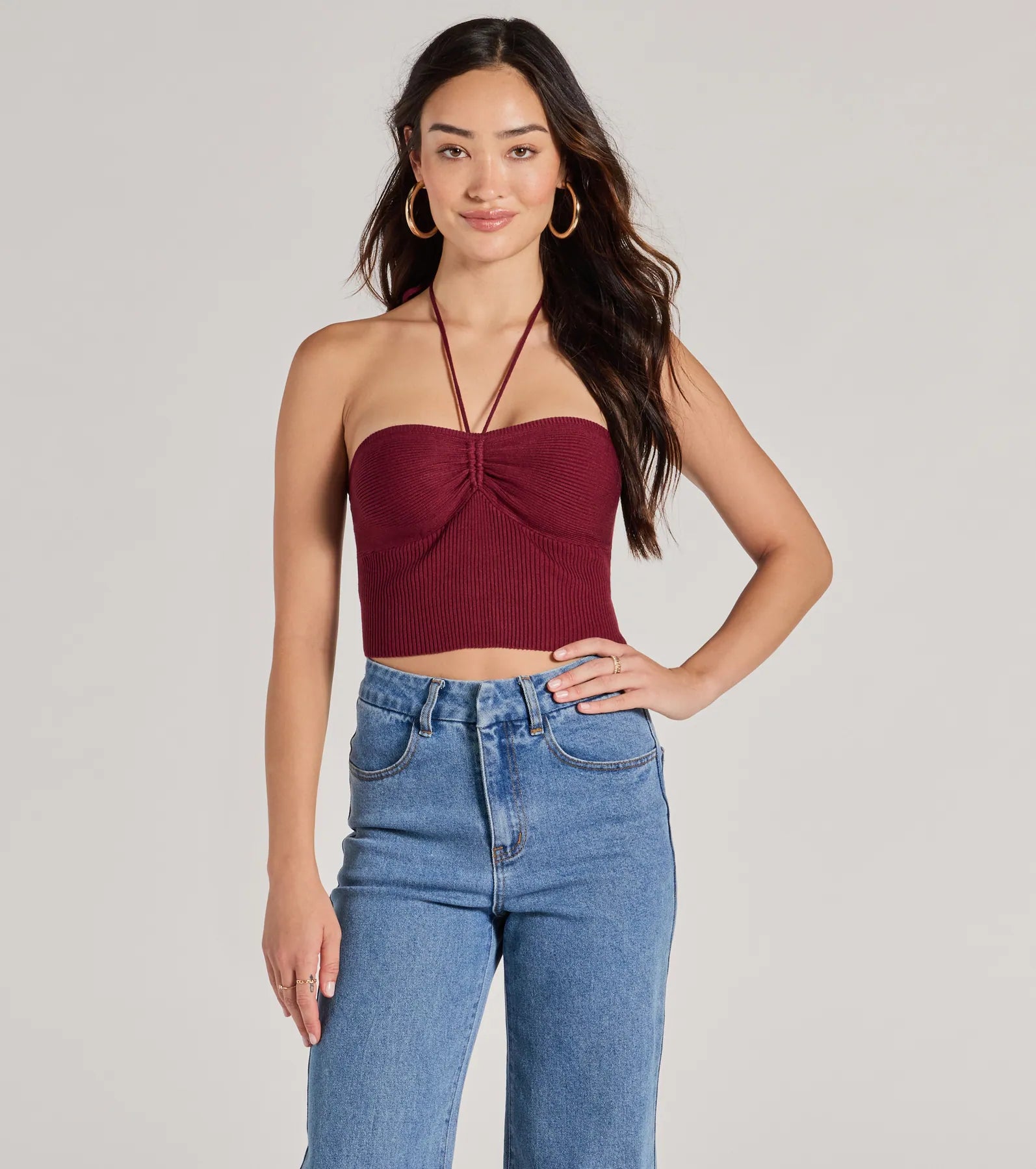 Ultimate Chic Halter Rib Knit Crop Top