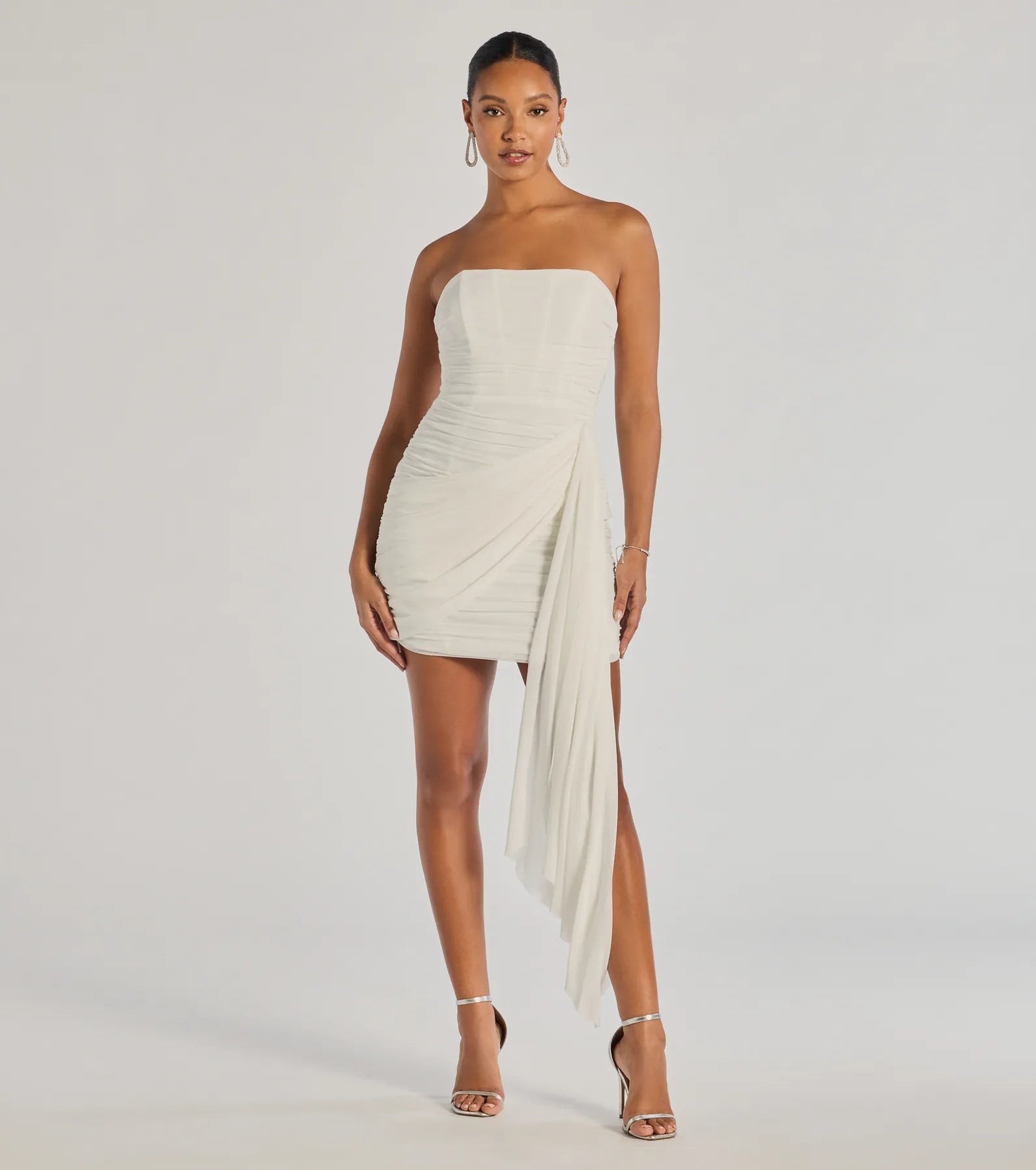 Ultimate Kaiya Strapless Bodycon Dress with Flowy Side Train