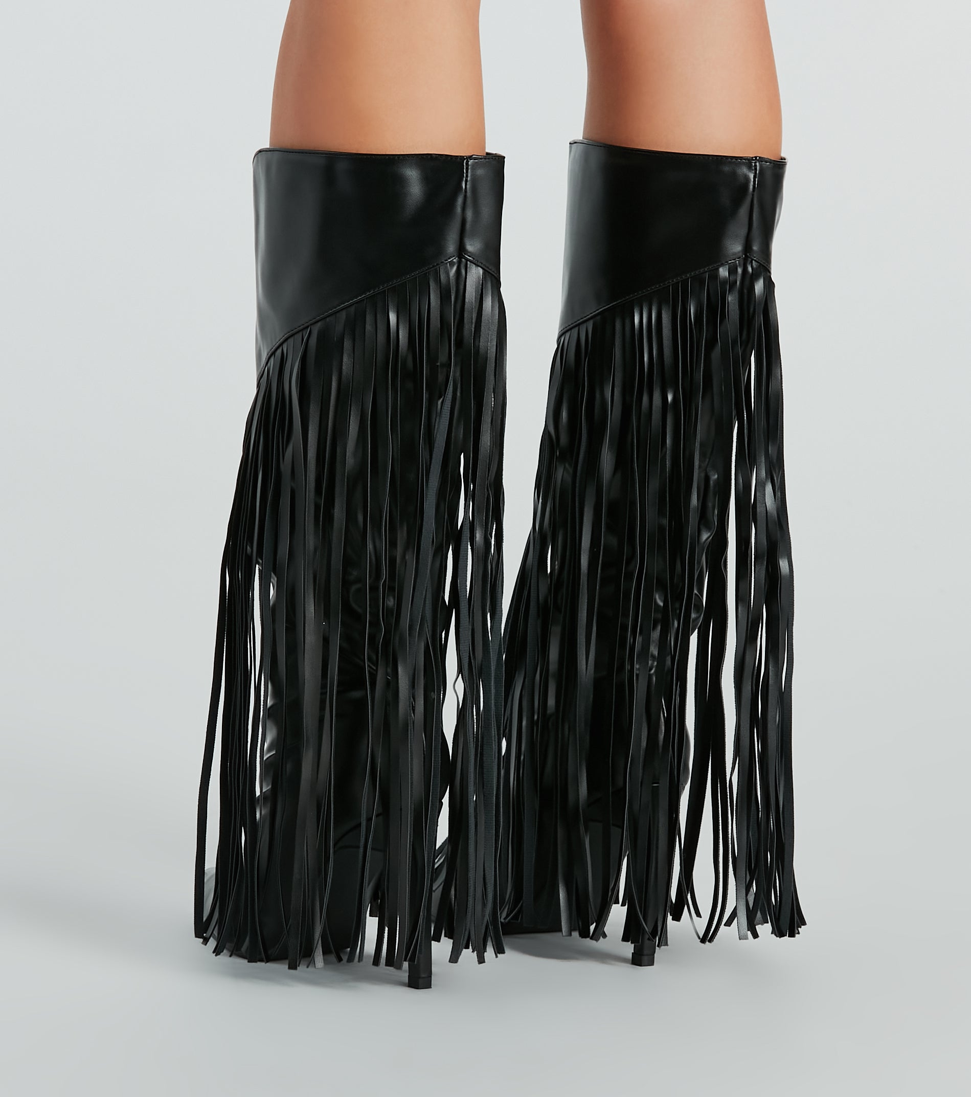 Ultimate Faux Leather Metallic Fringe Boots - Shake & Shine