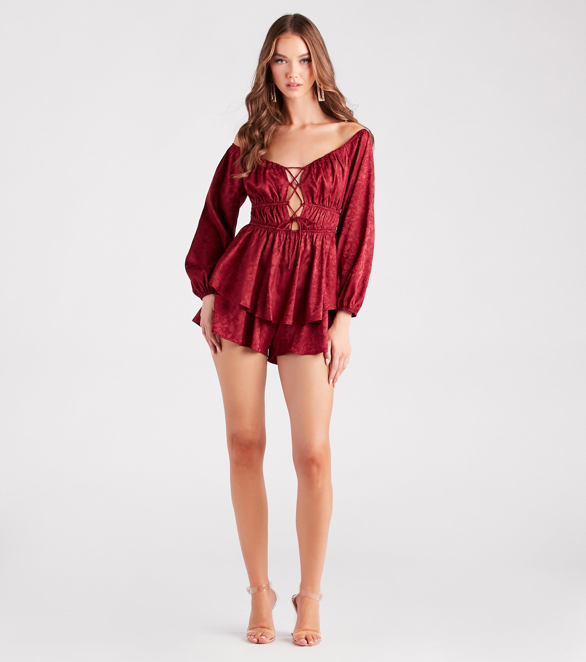 Ultimate Floral Jacquard Satin Romper - Feel the Love