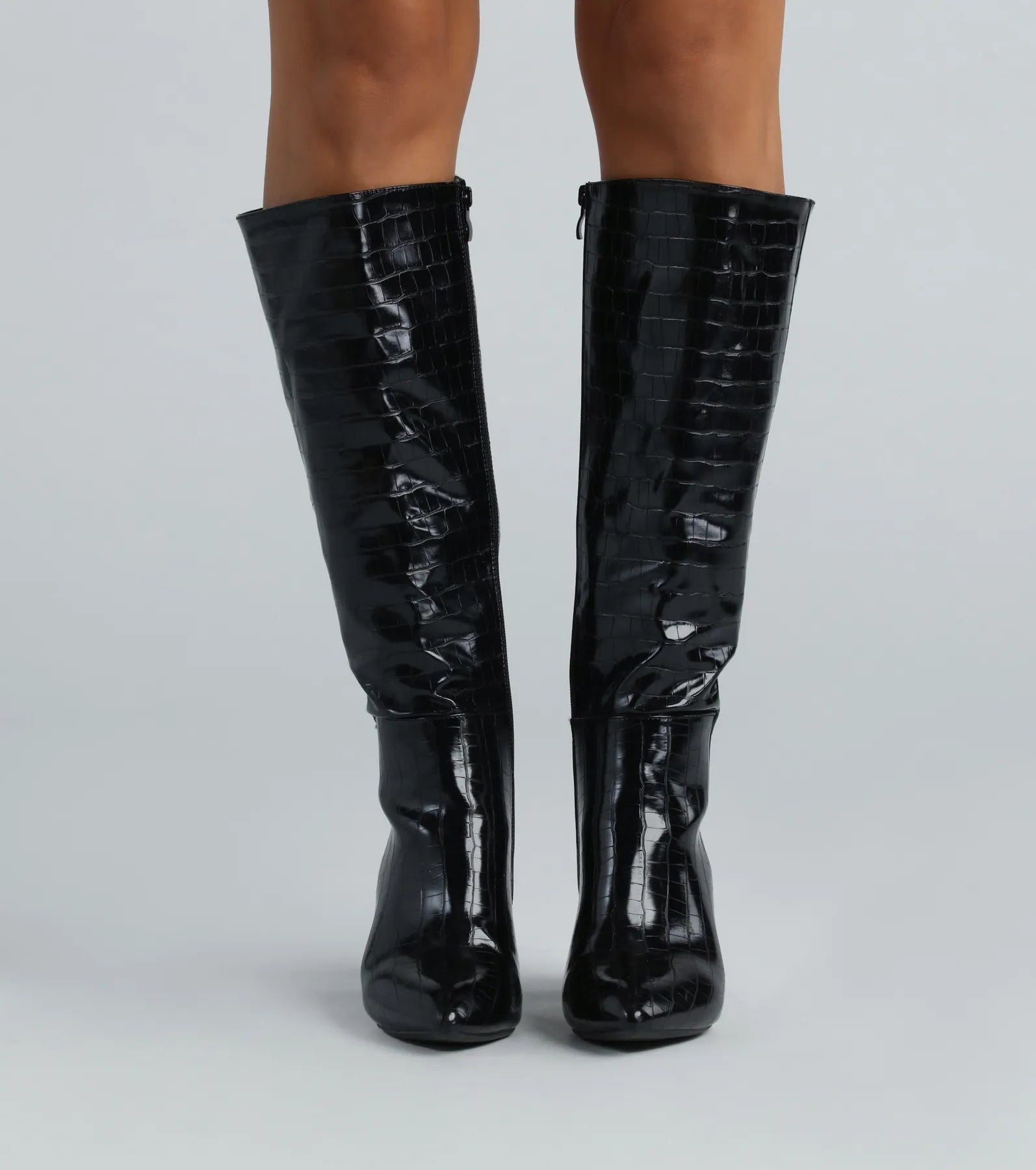 Premium Faux Leather Under-Knee Boots - Ultimate Style Statement