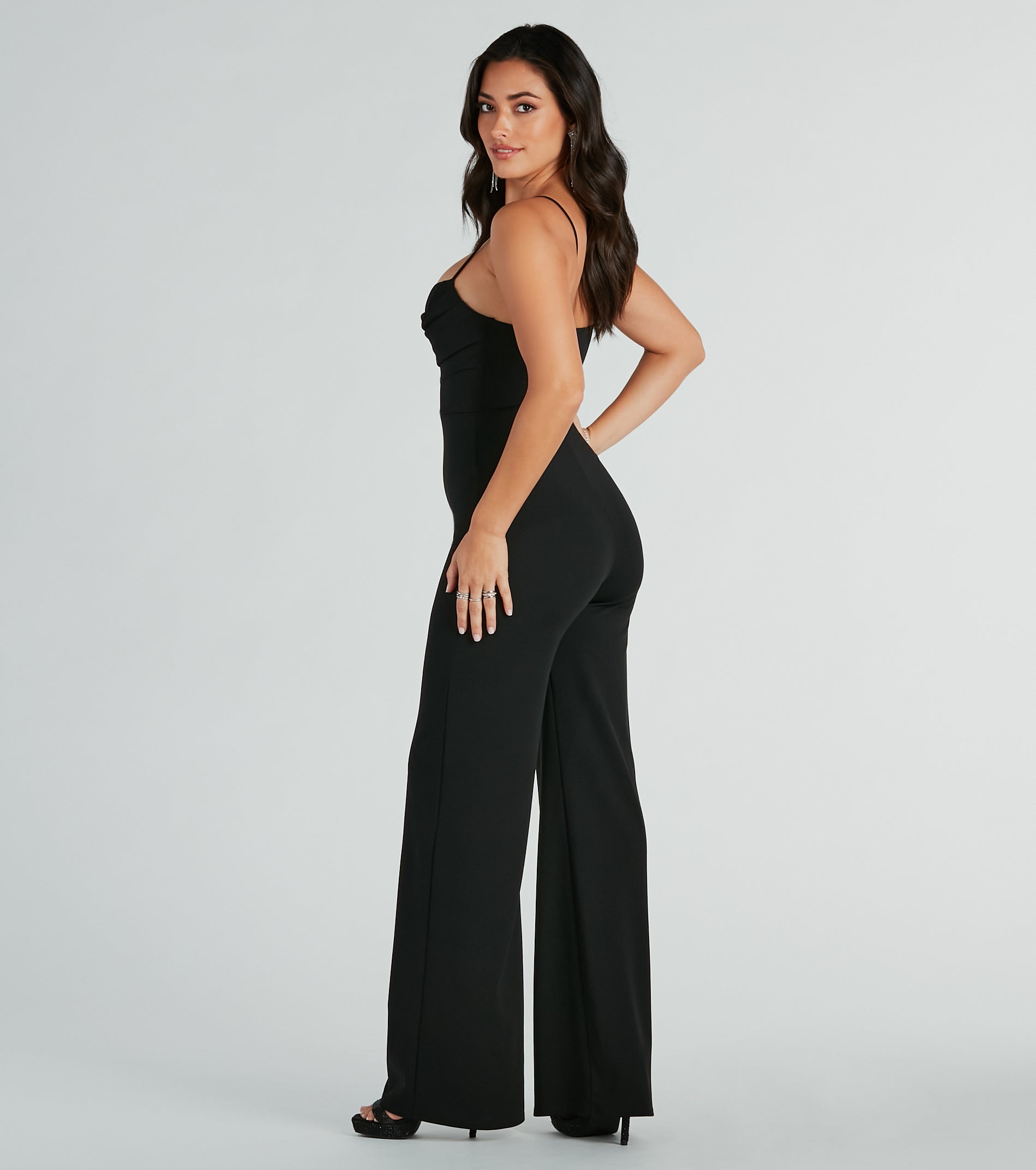 Premium Elegance Crepe Wide-Leg Jumpsuit