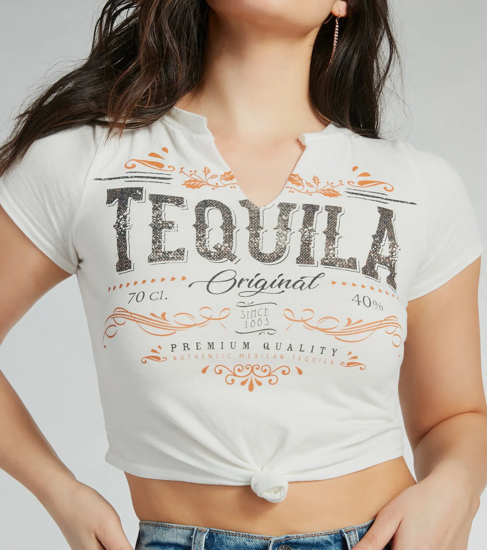 Premium OG Tequila Crop Graphic Tee - Ultimate Party Style