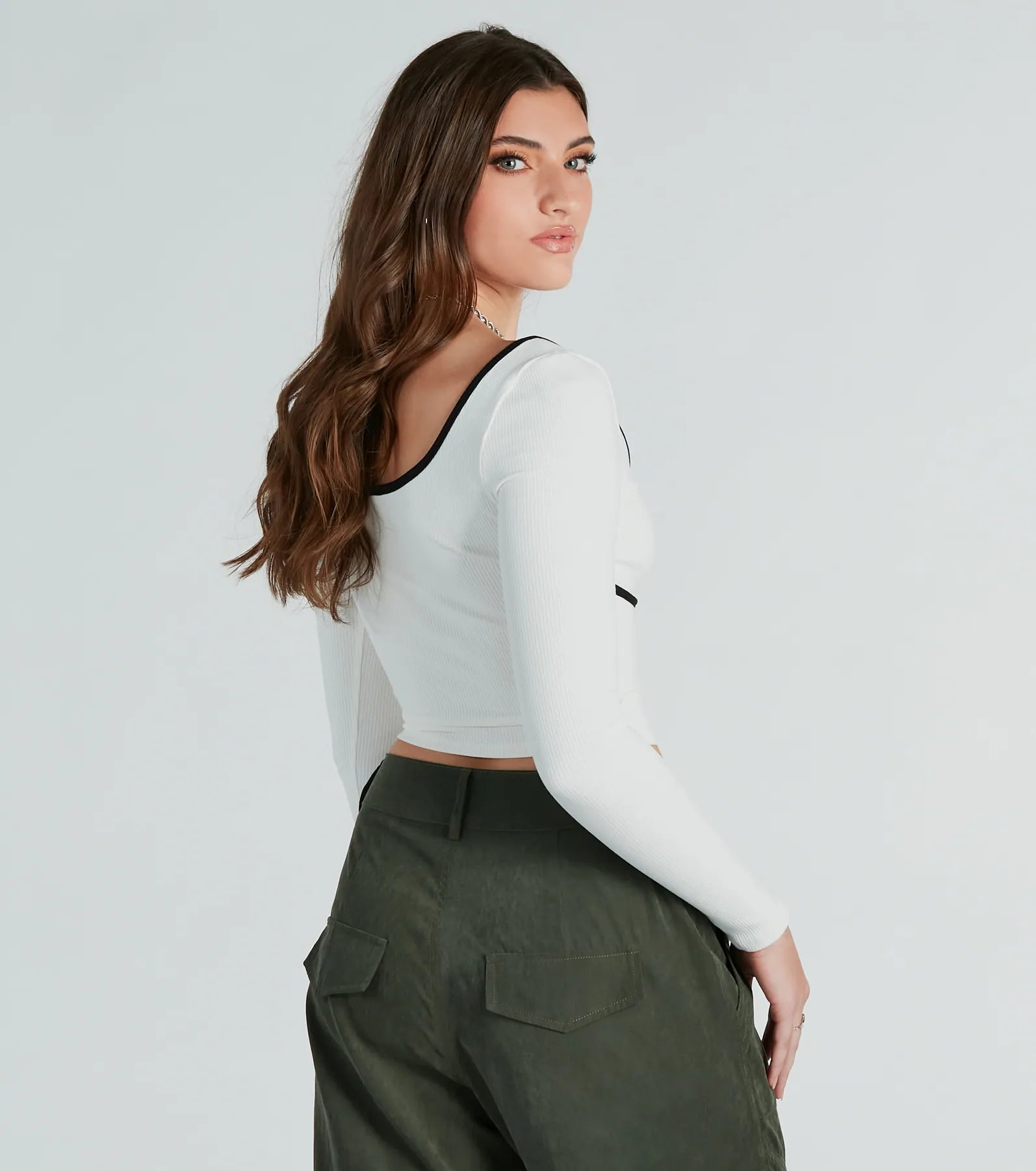 Ultimate Read Between The Lines Contrast Crop Top - Elevate Your Style