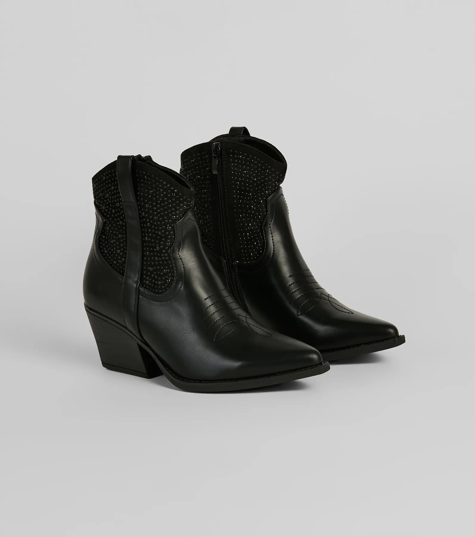 Premium Western Glam Pearl Ankle Booties