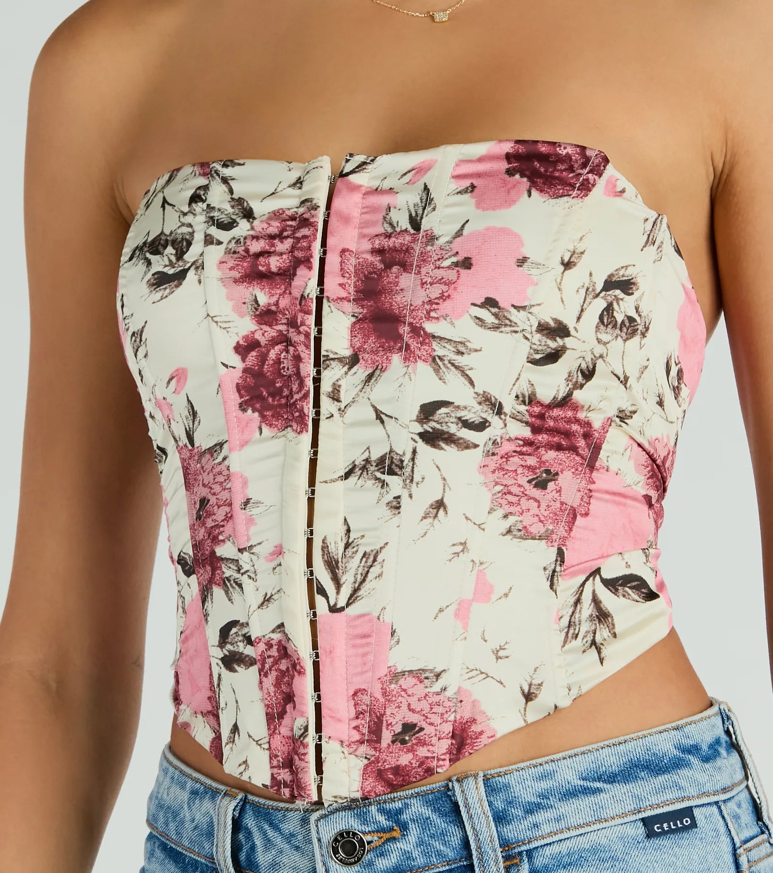 Premium Floral Lace-Up Corset Top - Time To Bloom Collection