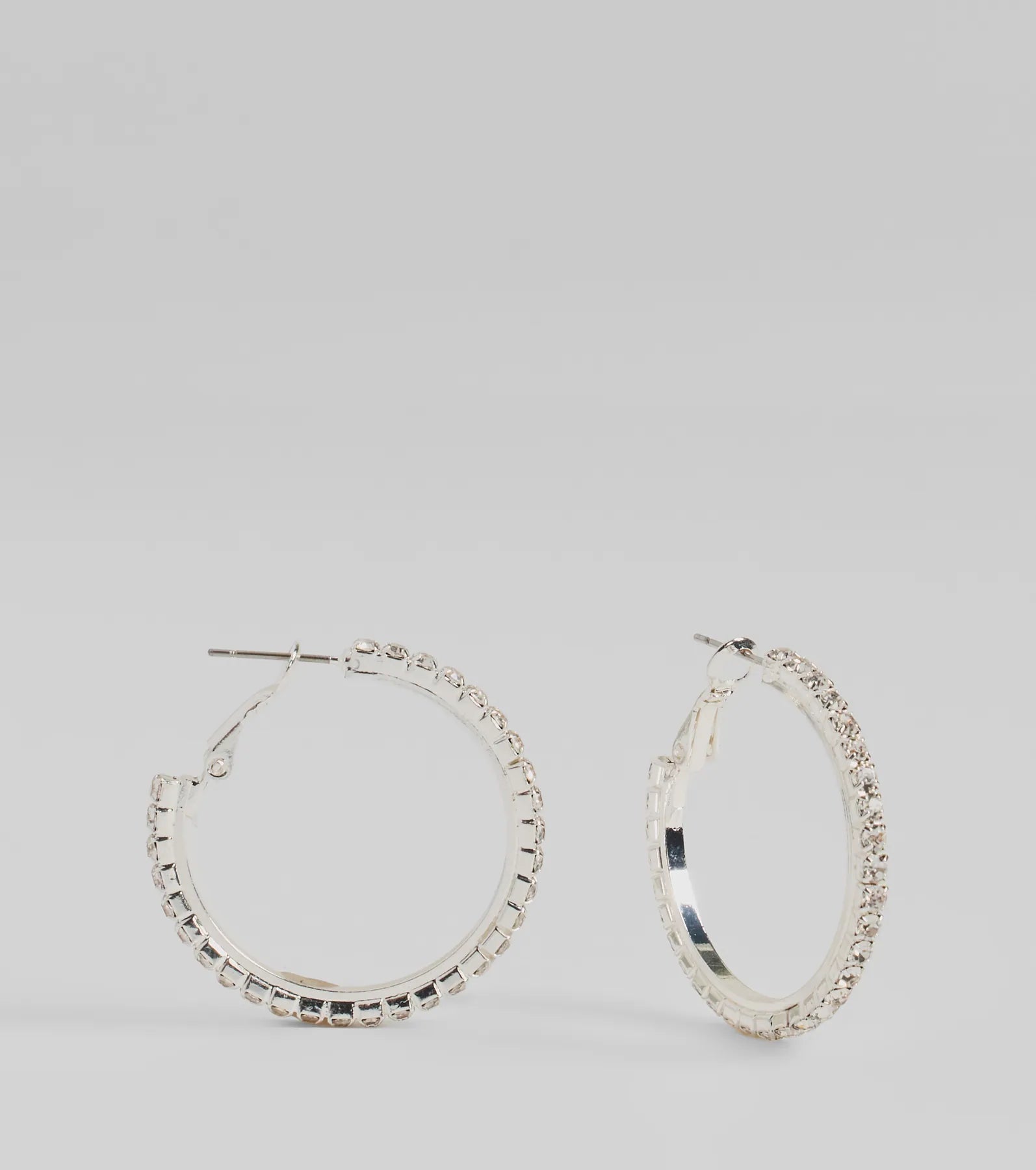 Premium Sparkle Rhinestone Hoop Earrings - Everyday Glamour