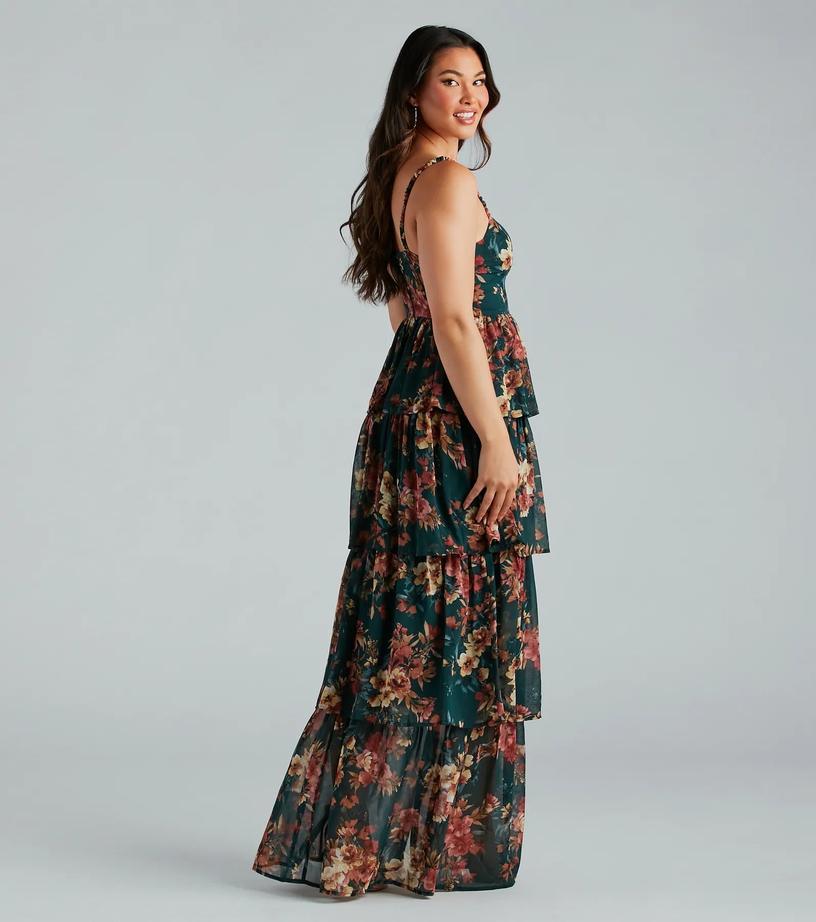 Premium Rosie Floral Chiffon A-Line Dress - Ultimate Elegance