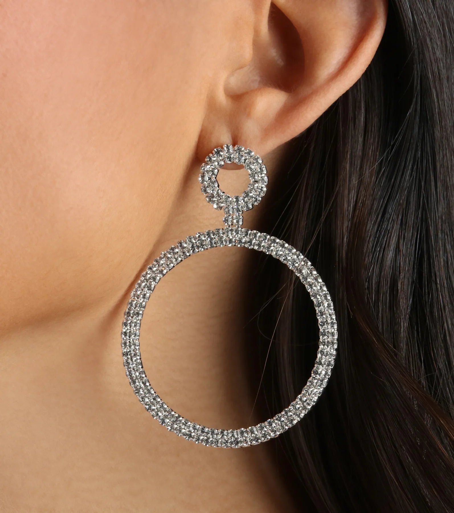 Premium Rhinestone Hoop Earrings by Treasured By Design