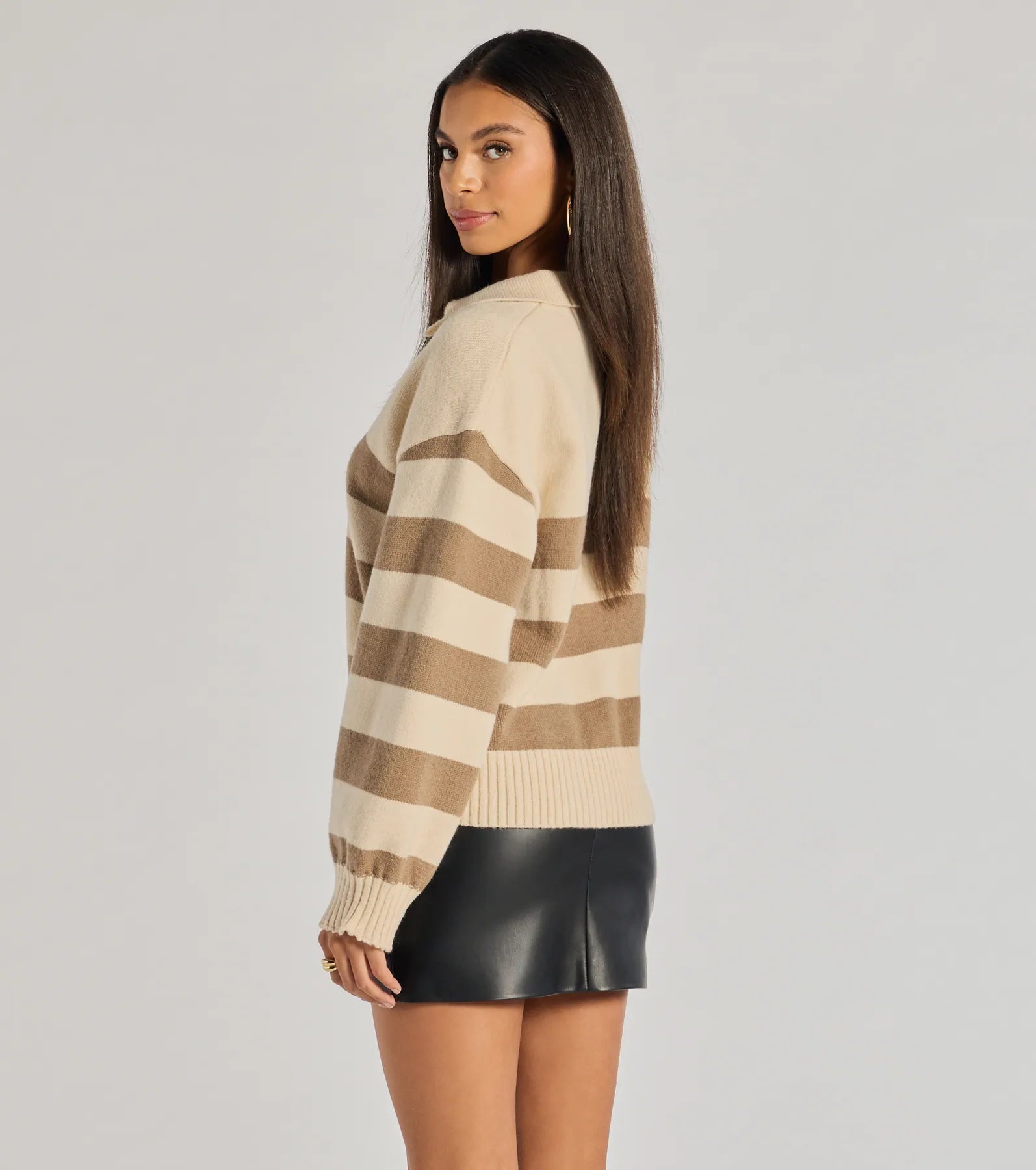 Premium Stripe Collared Pullover Sweater - Ultimate Comfort