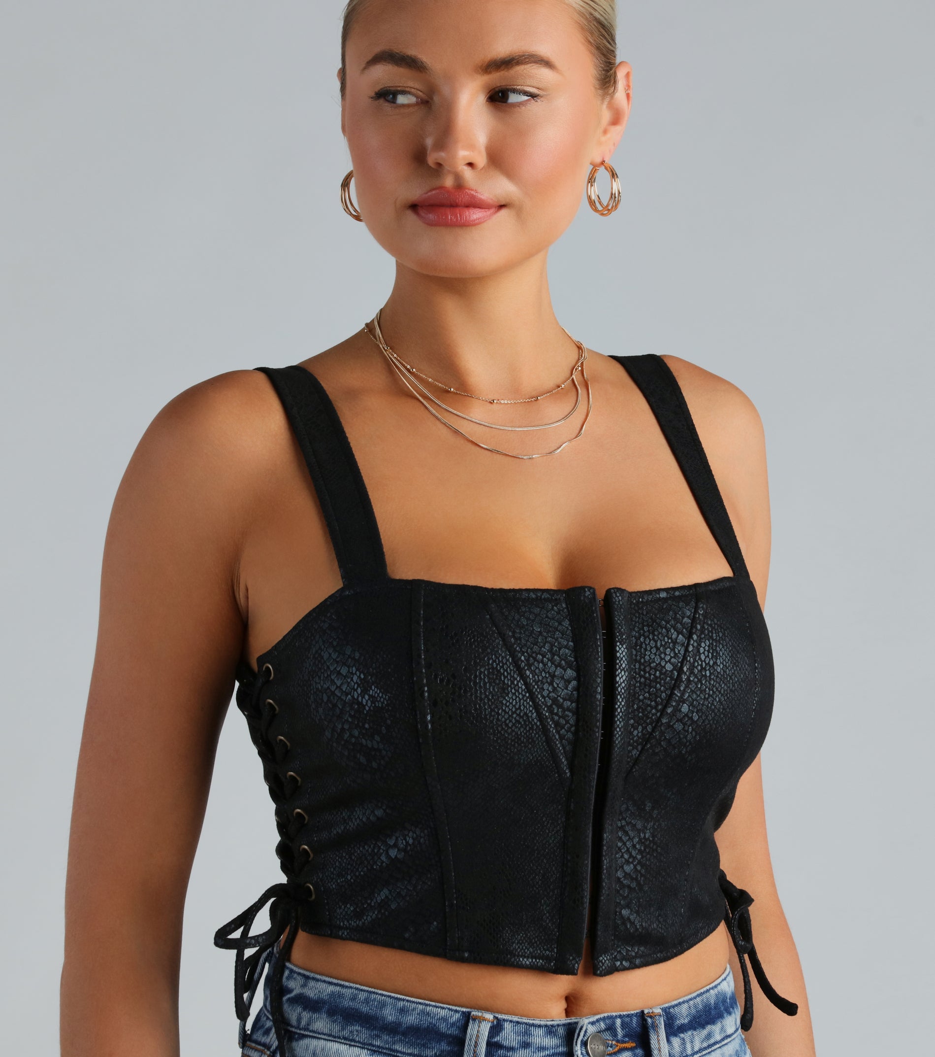 Ultimate Faux Suede Snake Corset Top - Premium Style