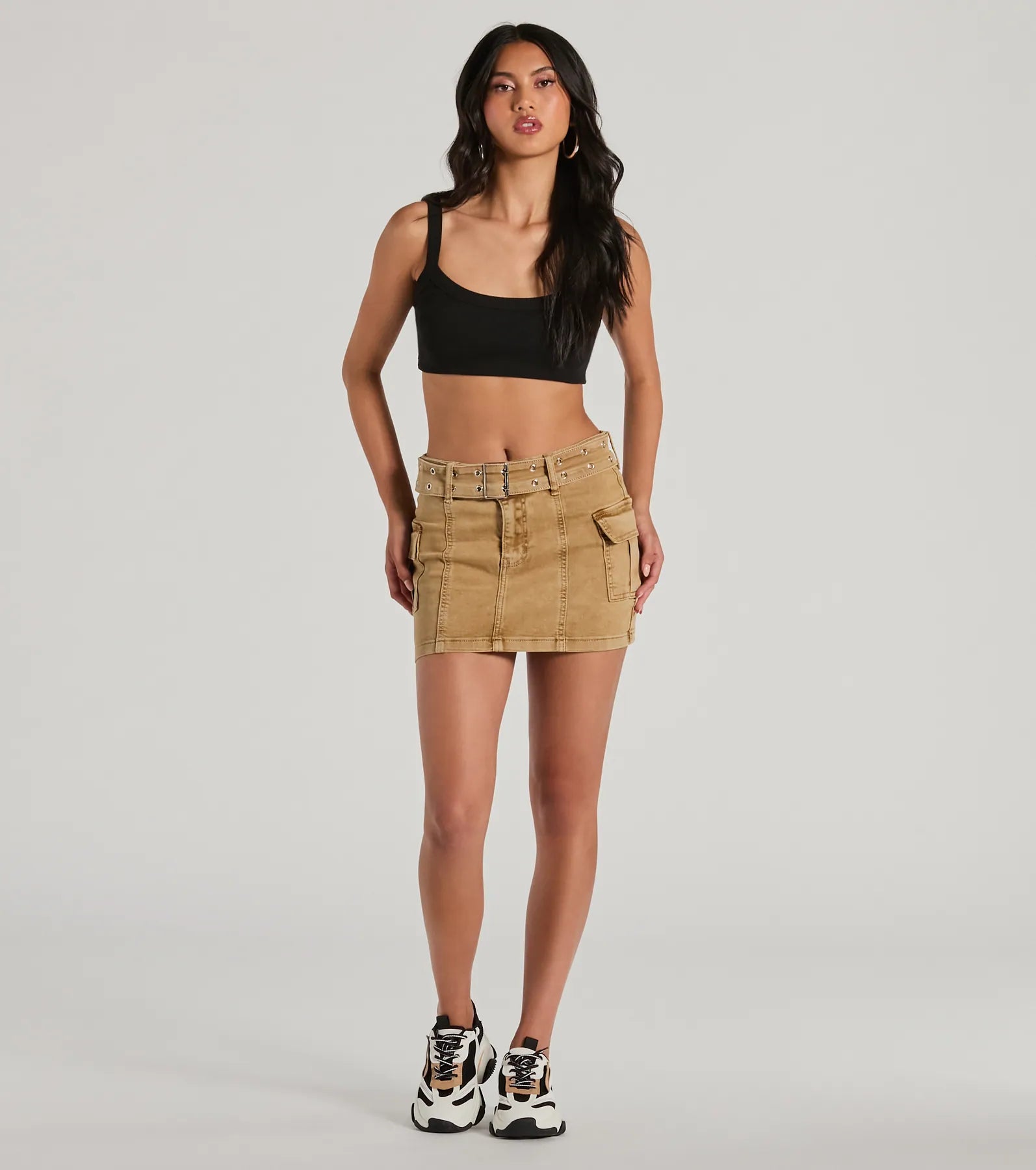 Ultimate Trendsetter Belted Cargo Mini Skirt