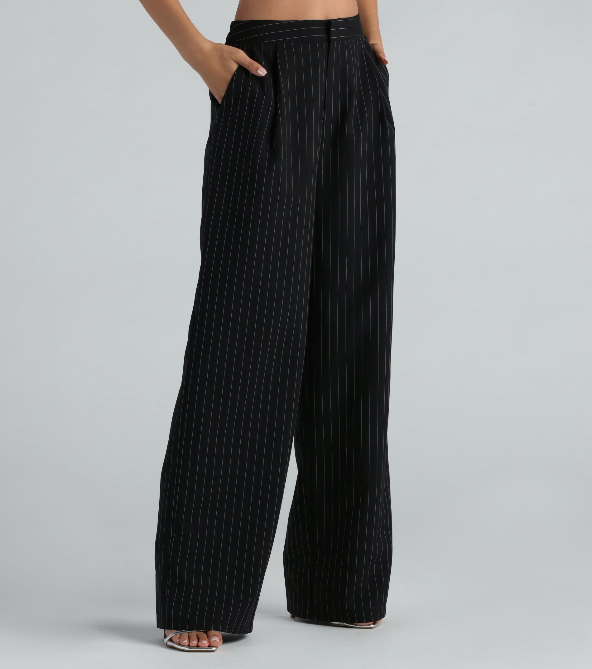 Ultimate Iconic Vibes Pinstripe Wide-Leg Pants