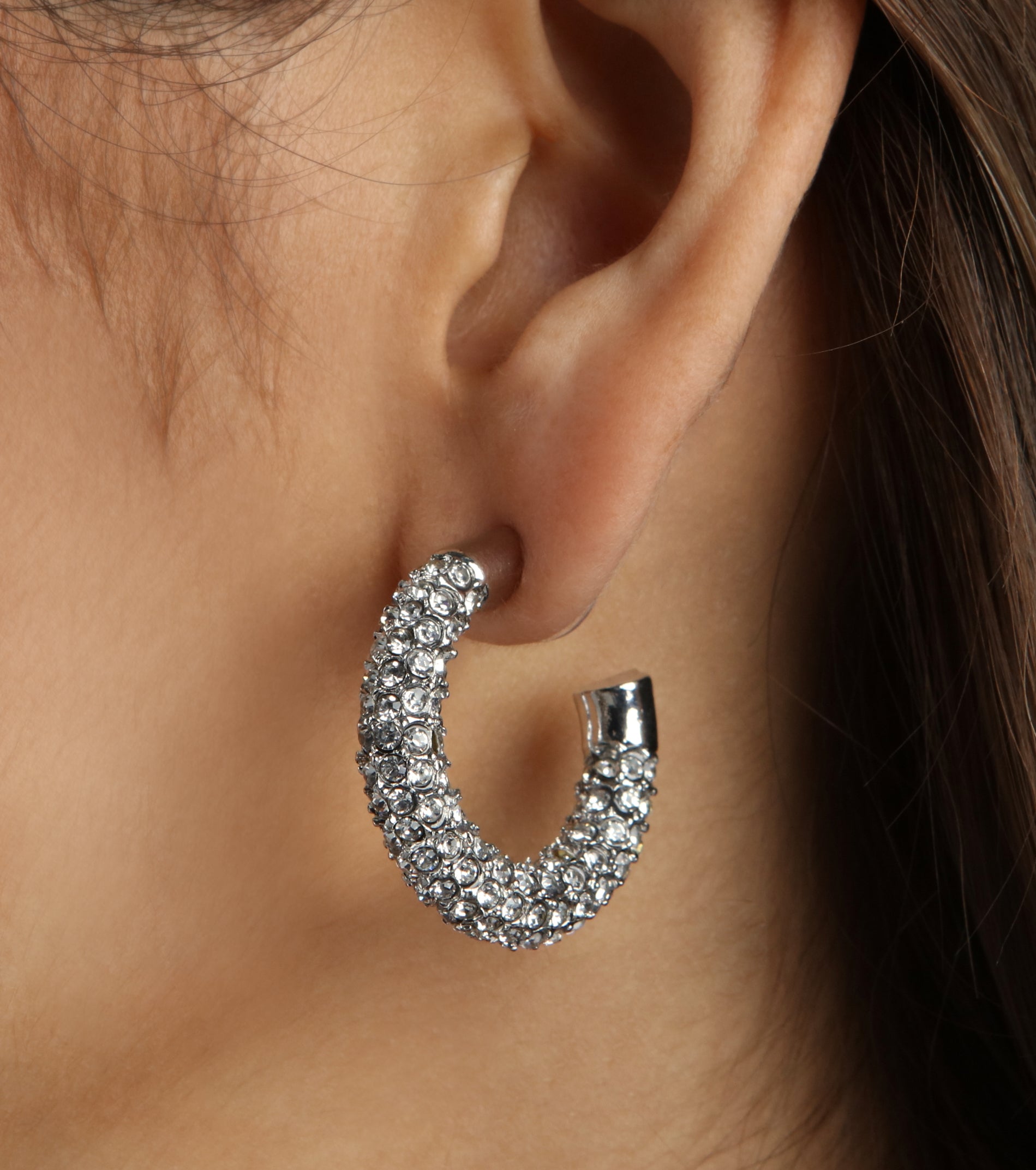 Premium Sparkle Rhinestone Hoop Earrings