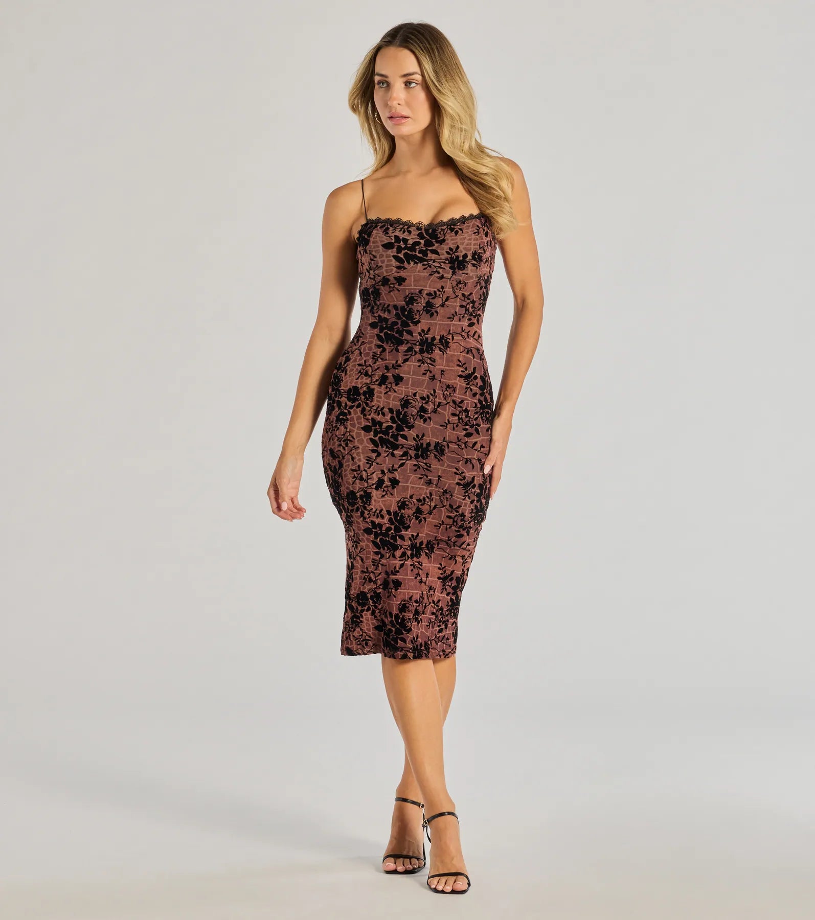 Ultimate Velvet Floral Mesh Cocktail Dress - Flawless Bodycon Design