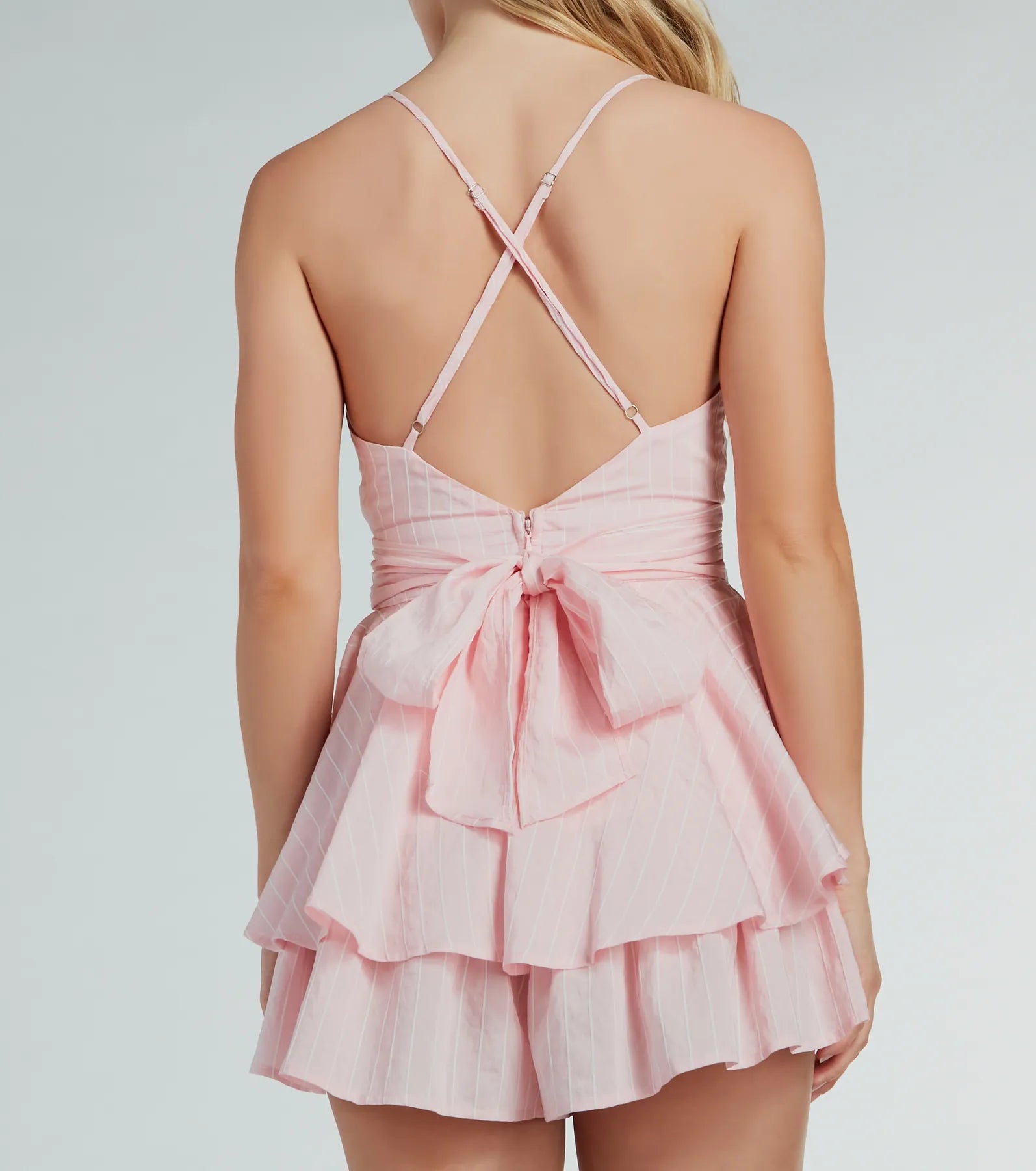 Ultimate Striped Bow Ruffled Romper - Effortless Elegance