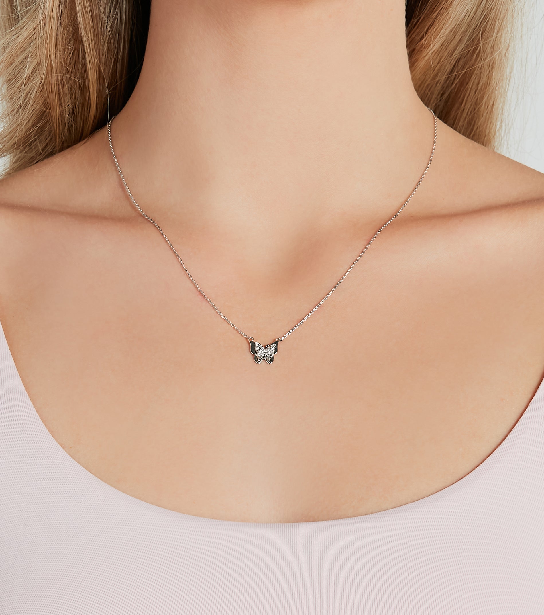 Ultimate Dainty Deets Rhinestone Butterfly Charm Necklace