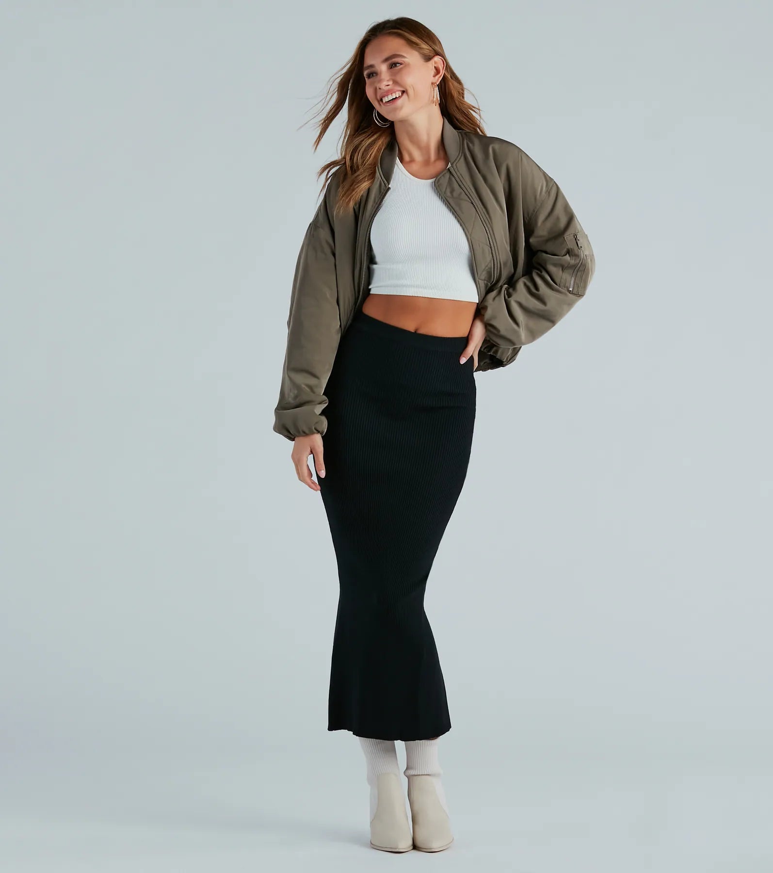 Ultimate Slay Sweater Knit Maxi Skirt - Premium Ribbed Elegance