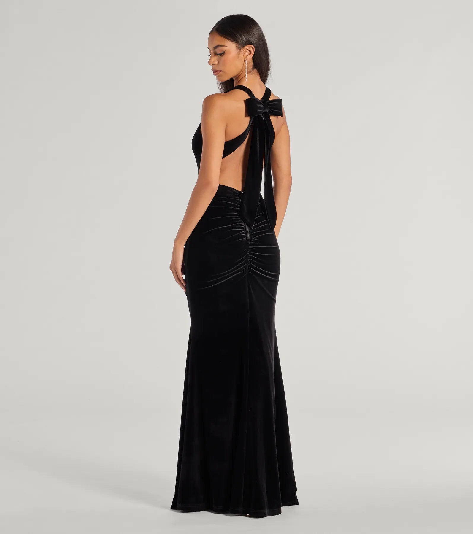 Premium Ilse Velvet Bow Strap Mermaid Dress - Ultimate Elegance