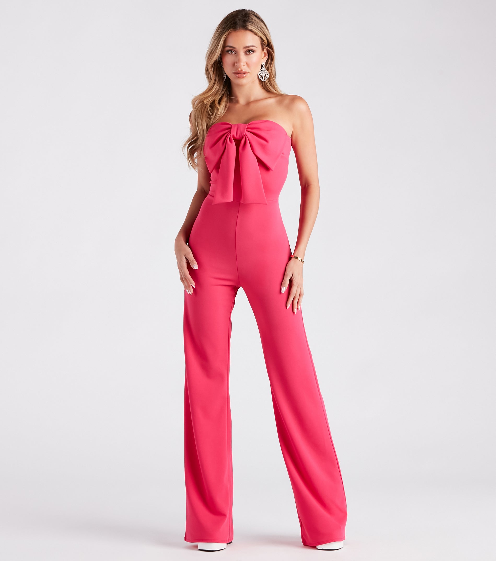 Ultimate Show-Stopper Strapless Crepe Bow Jumpsuit