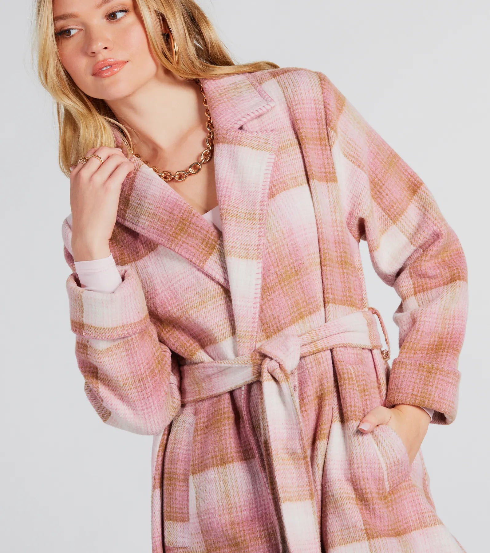 Ultimate Plaid Fringe Faux Wool Trench Coat - Winter Style Upgrade