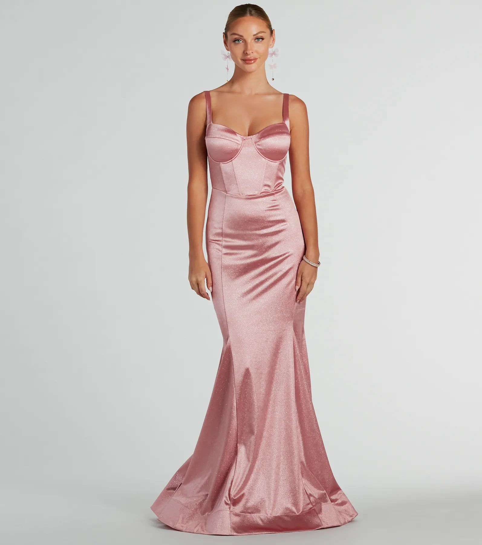 Premium Ria Glitter Satin Mermaid Gown - Ultimate Formal Elegance